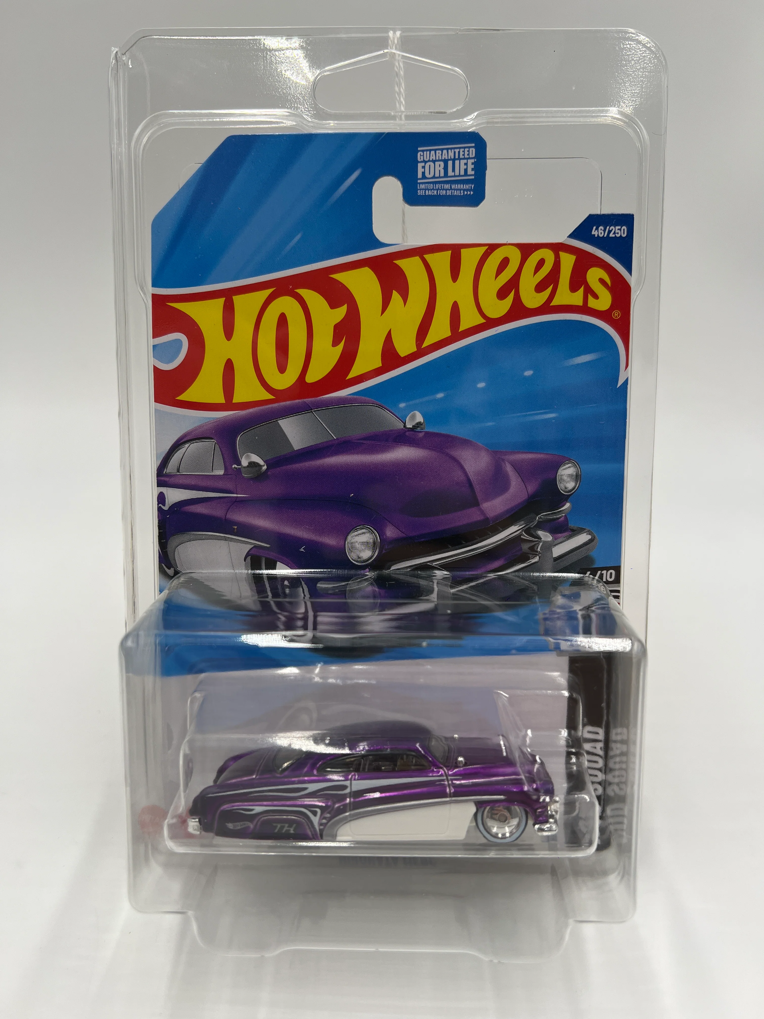 2025 Hot Wheels C Case Super Treasure Hunt #46 Hirohata Merc Purple W/Protector Small Crack In Blister - Image 9