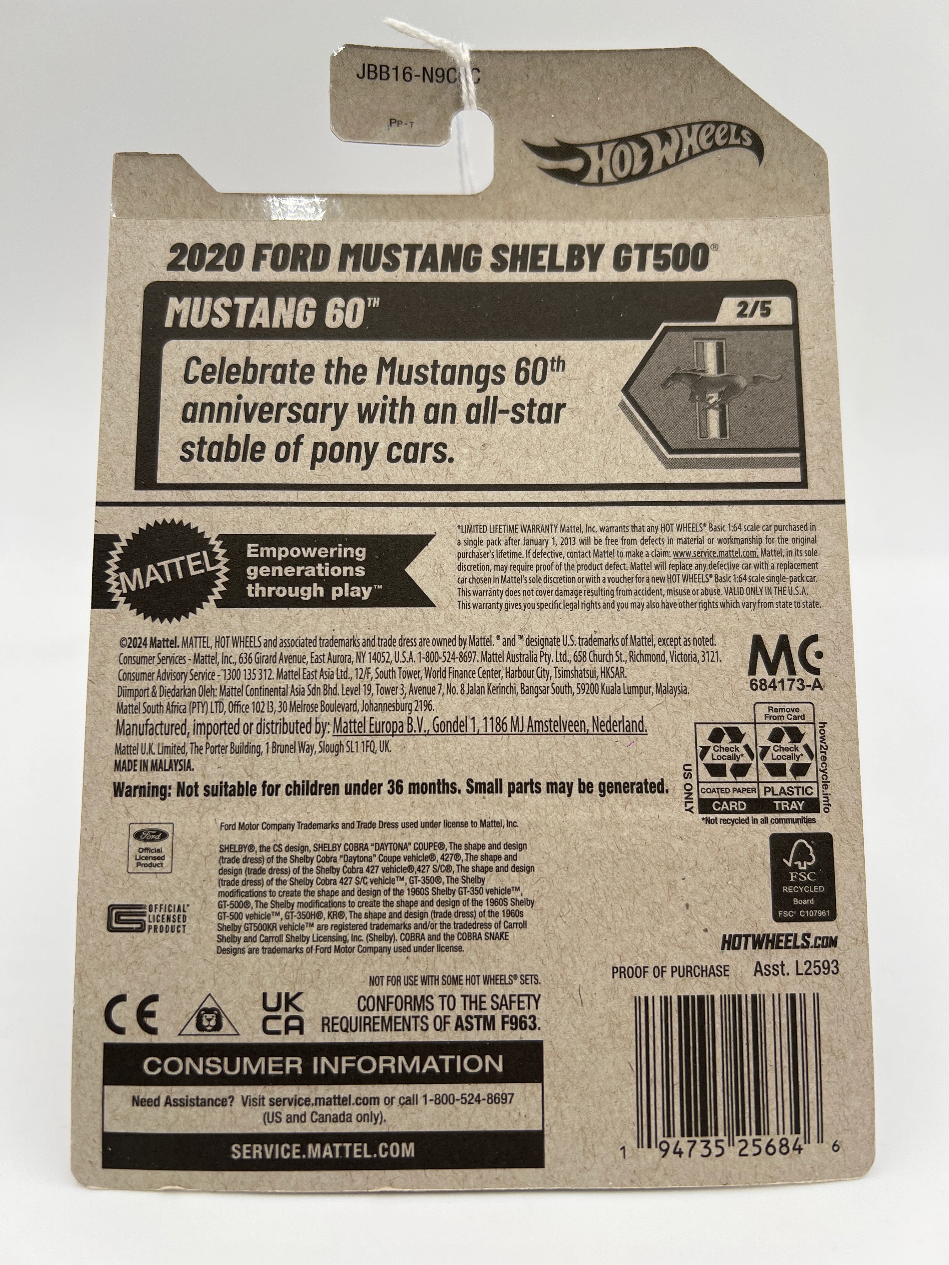 2025 Hot Wheels C Case #73 2020 Ford Mustang Shelby GT500 Orange 25A - Image 6