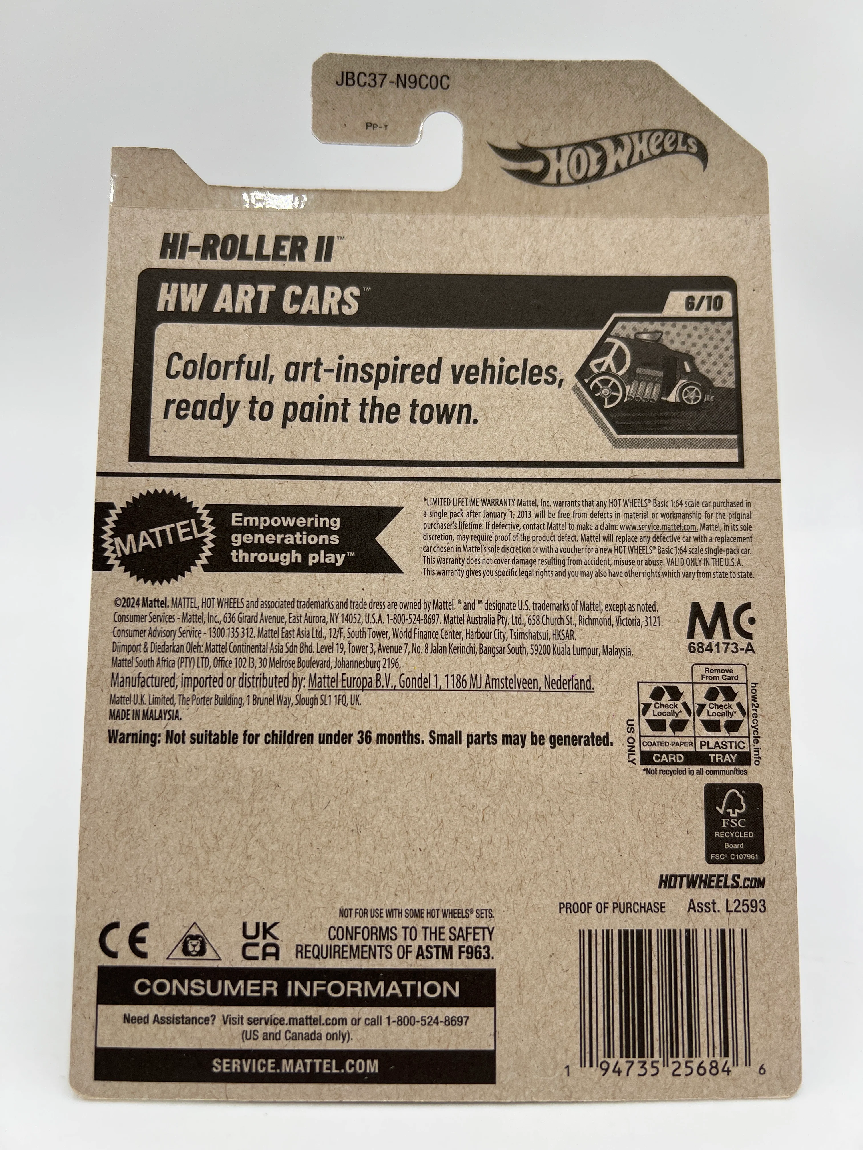 2025 Hot Wheels C Case Super Treasure Hunt #61 Hi-Roller II Black/White W/Protector #1 - Image 7