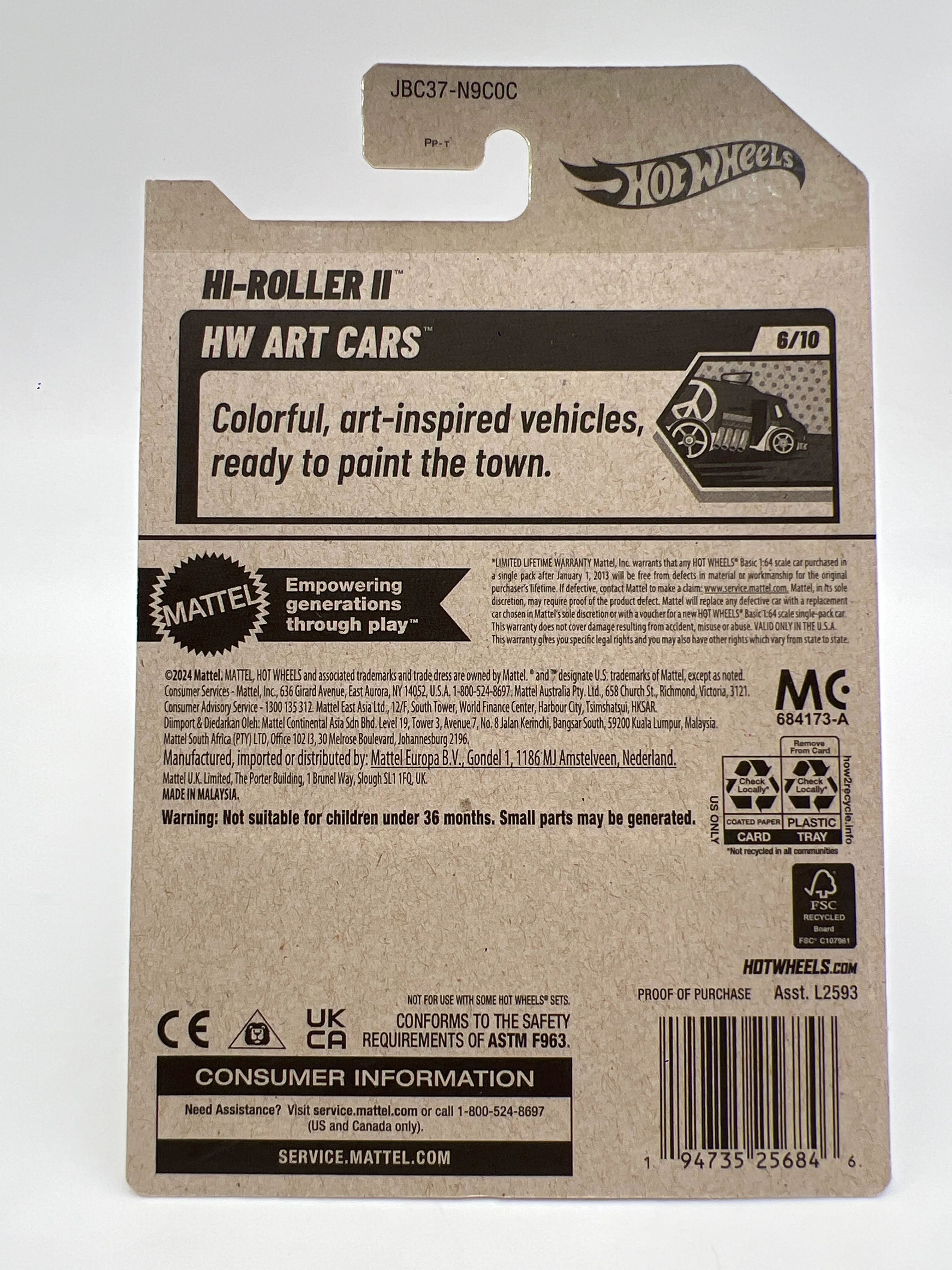 2025 Hot Wheels C Case Super Treasure Hunt #61 Hi-Roller II Black/White W/Protector - Image 7