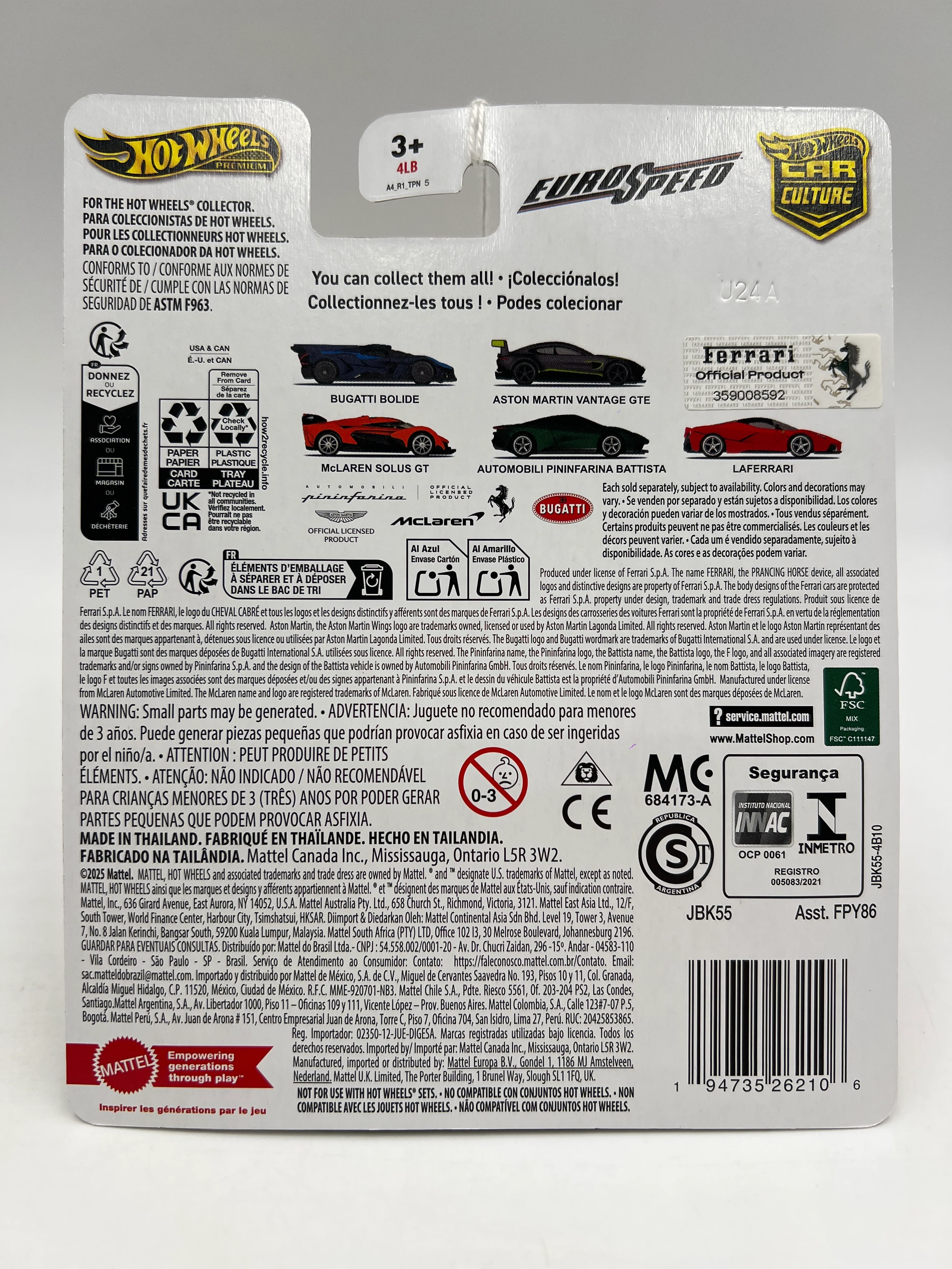 2025 Hot Wheels Car Culture Premium Euro Speed #3 LaFerrari Red 258C - Image 6