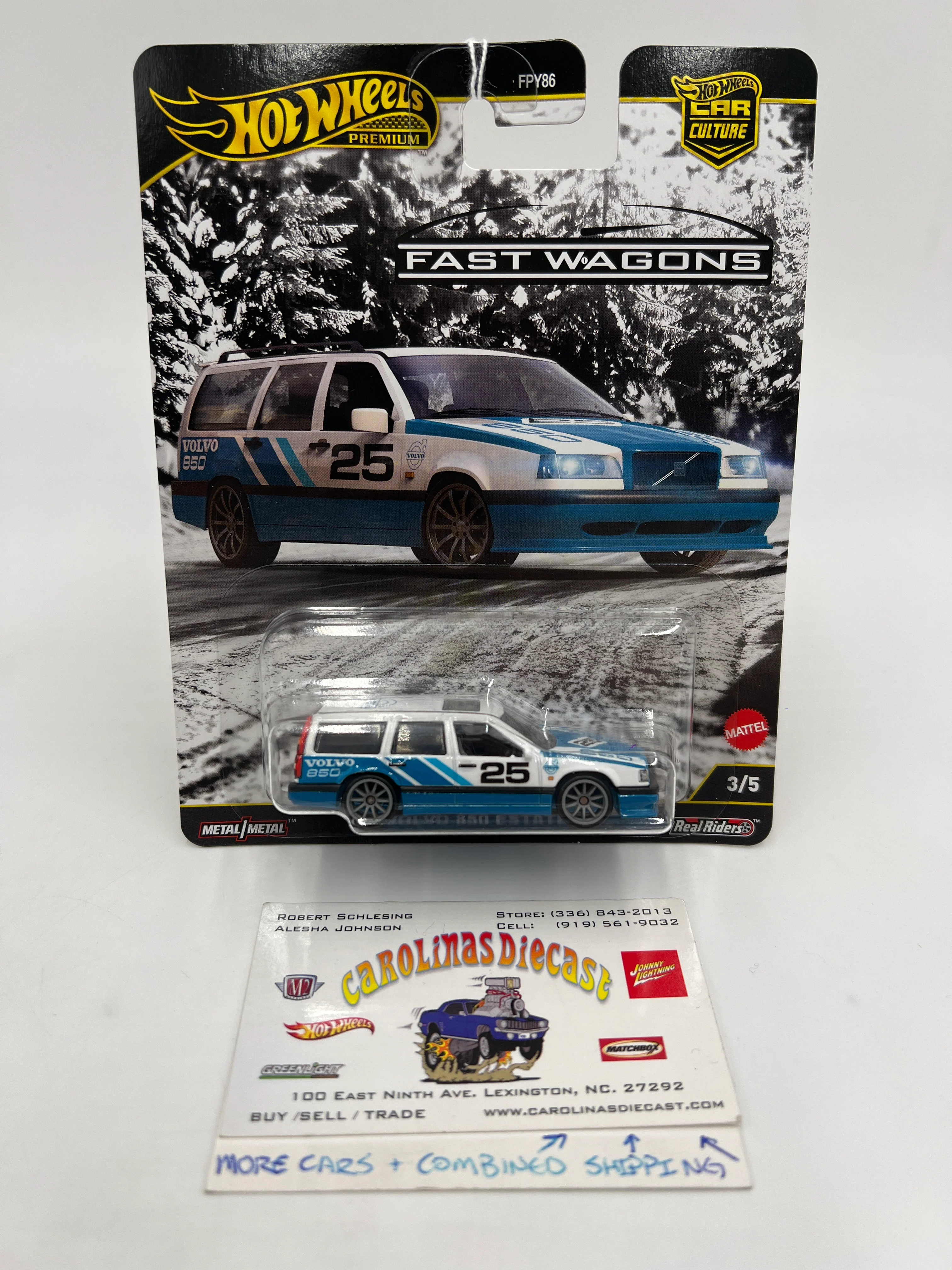 2025 Hot Wheels Car Culture Premium Fast Wagons #3 Volvo 850 Estate Blue/White 254H