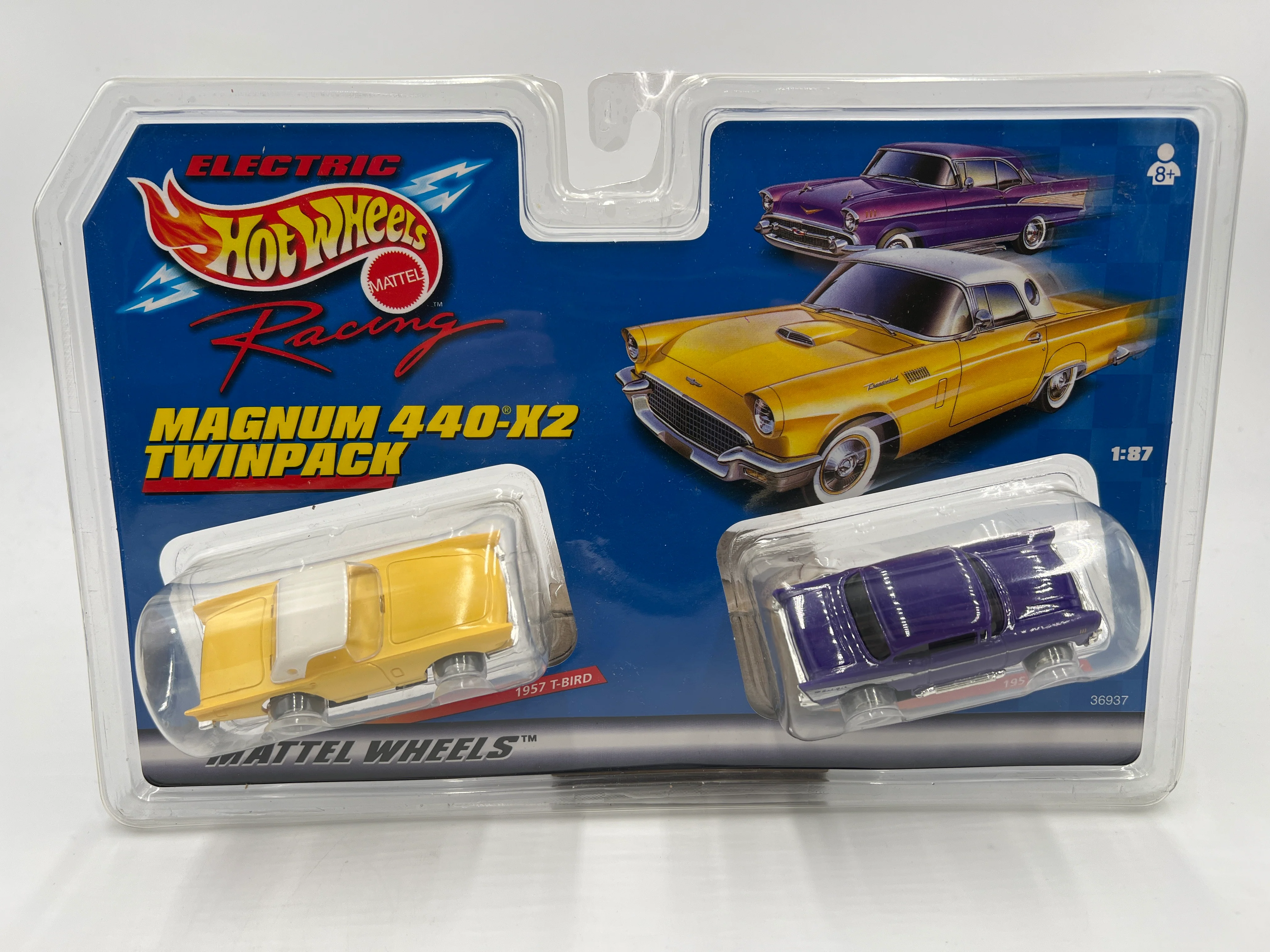 Hot Wheels Electric Racing Magnum 440-X2 Twinpack Slot Car Set 1957 T-Bird & 1957 Chevy - Image 2