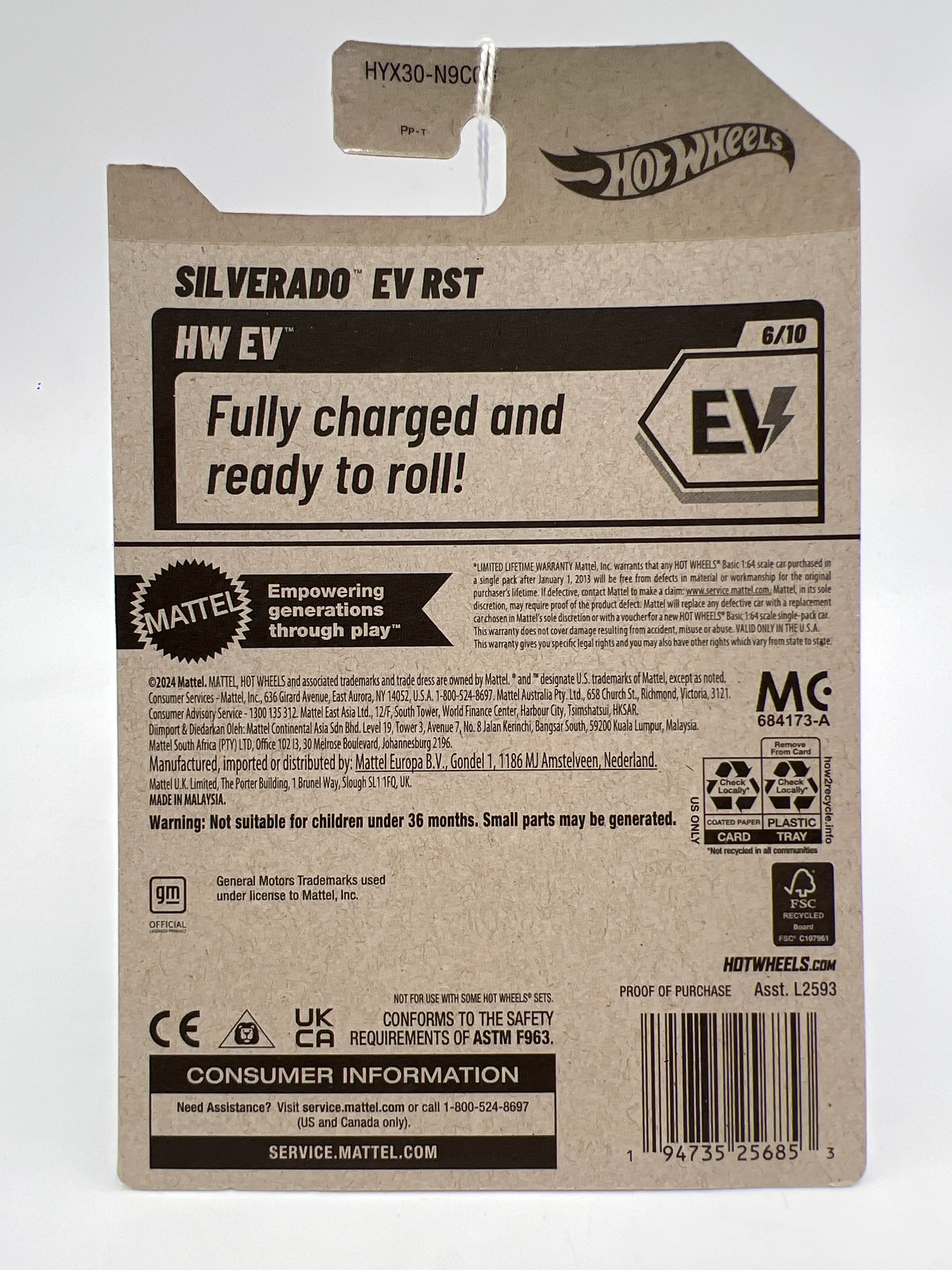 2025 Hot Wheels D Case #86 Silverado EV RST Gray 17A - Image 7