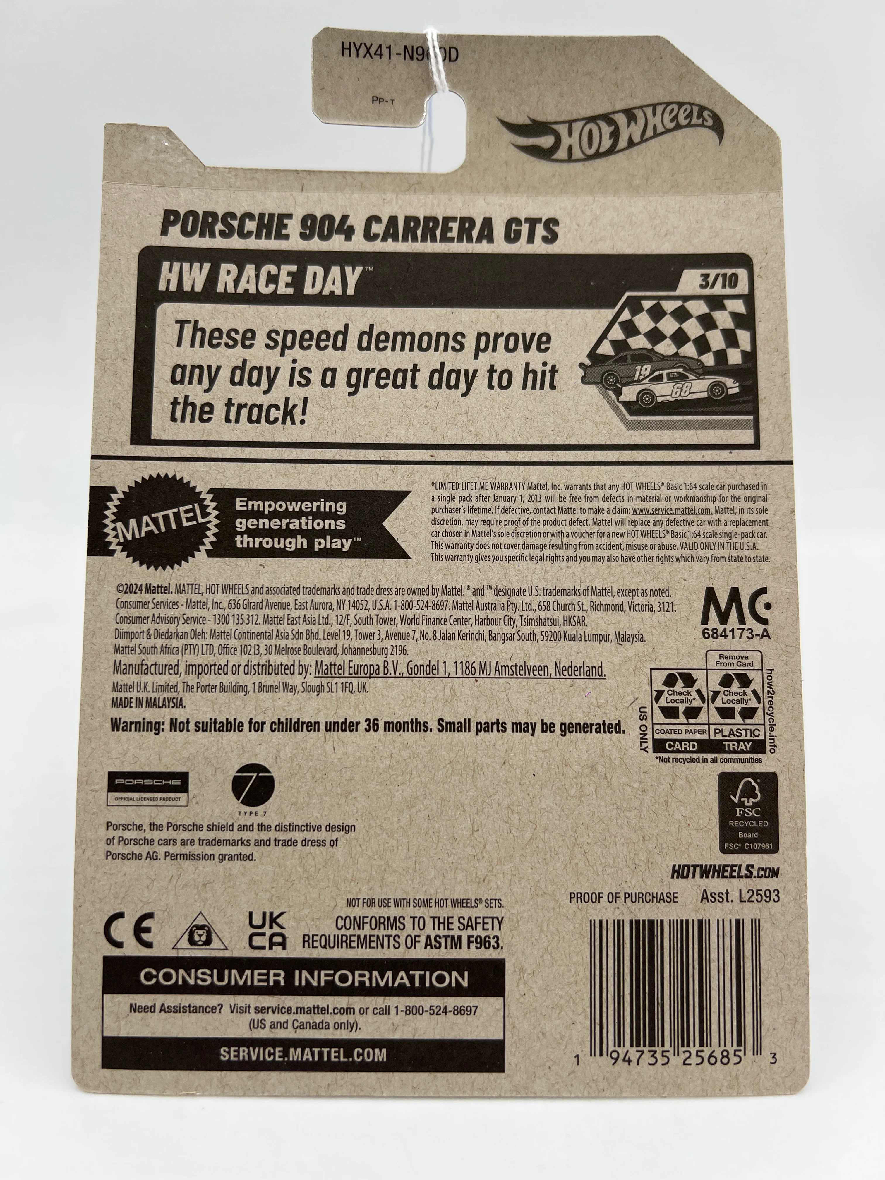 2025 Hot Wheels D Case #100 Porsche 904 Carrera GTS Yellow 100H - Image 6