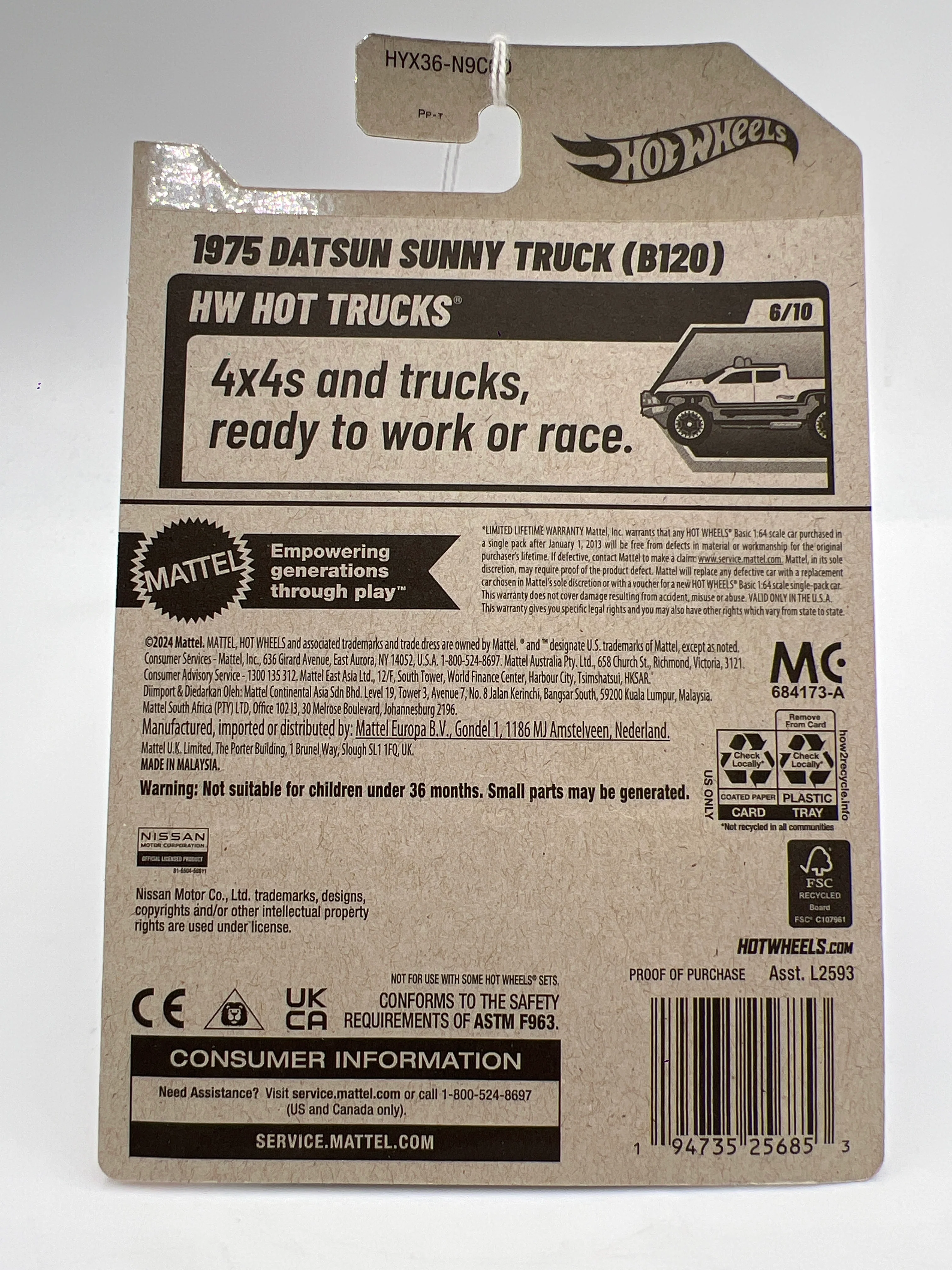 2025 Hot Wheels D Case #93 1975 Datsun Sunny Truck B120 Blue 88G - Image 6