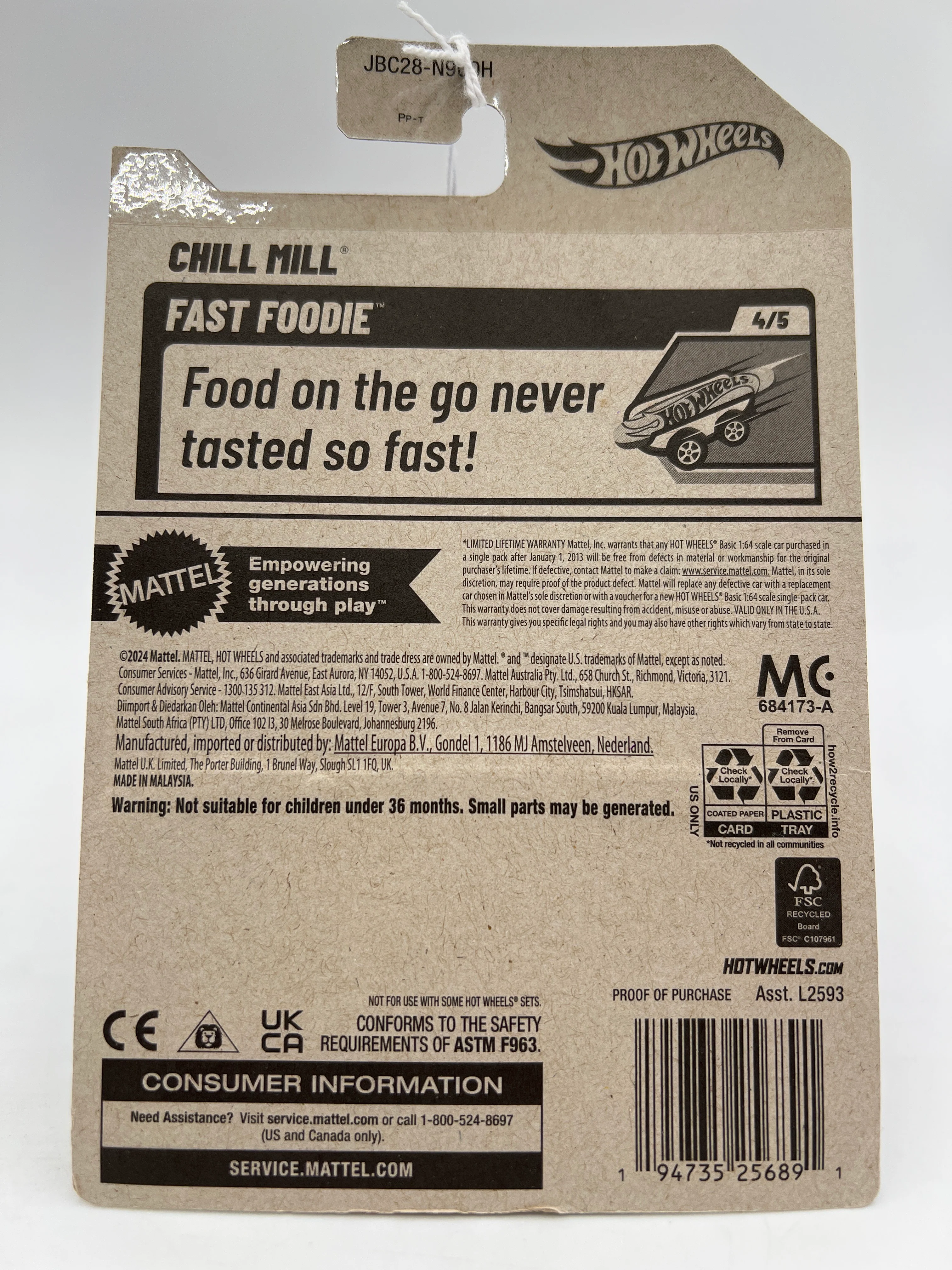 2025 Hot Wheels H Case Treasure Hunt Fast Foodie #180 Chill Mill Purple 274E - Image 6