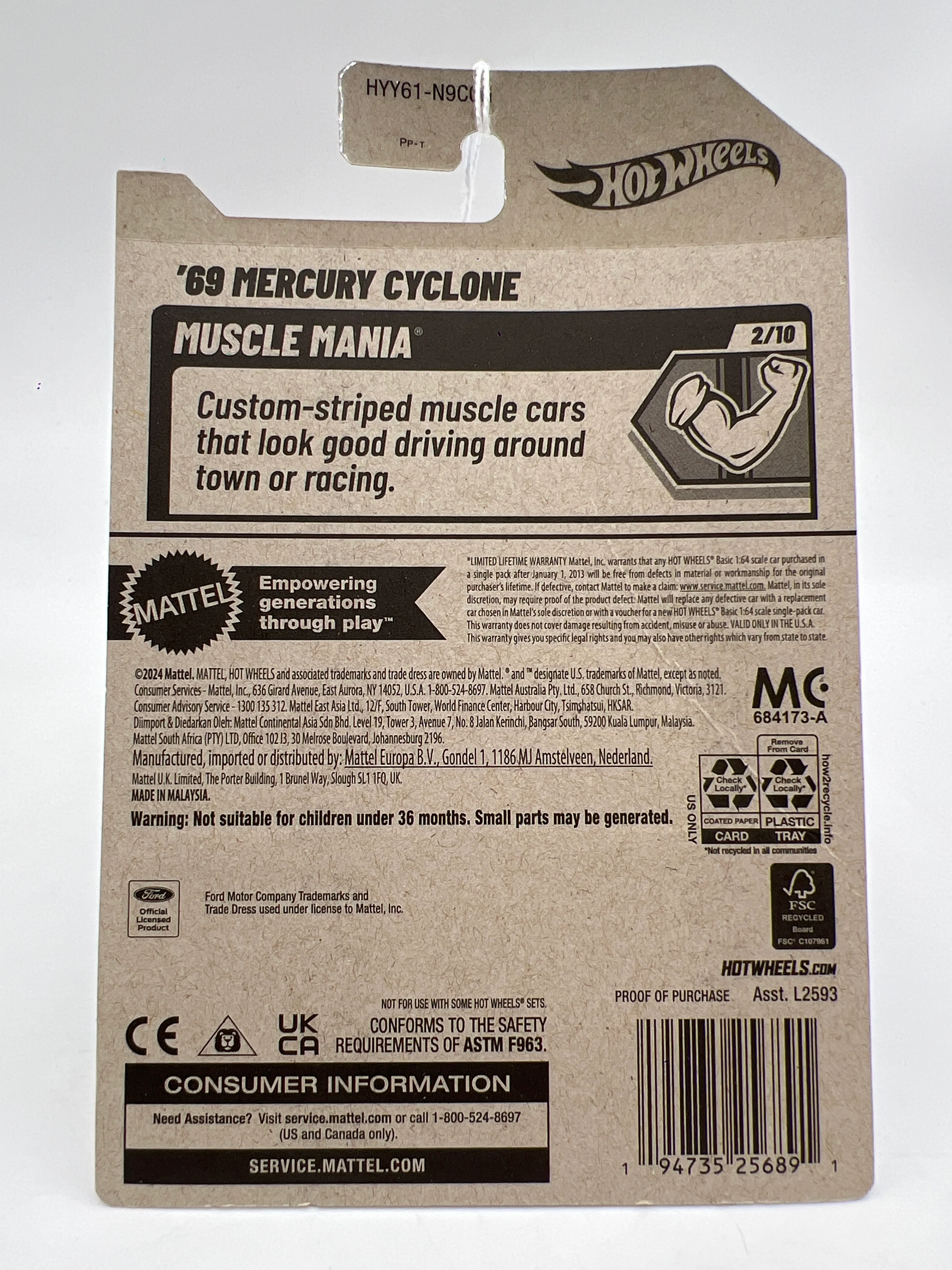 2025 Hot Wheels H Case Muscle Mania #165 69 Mercury Cyclone Red 56F - Image 7