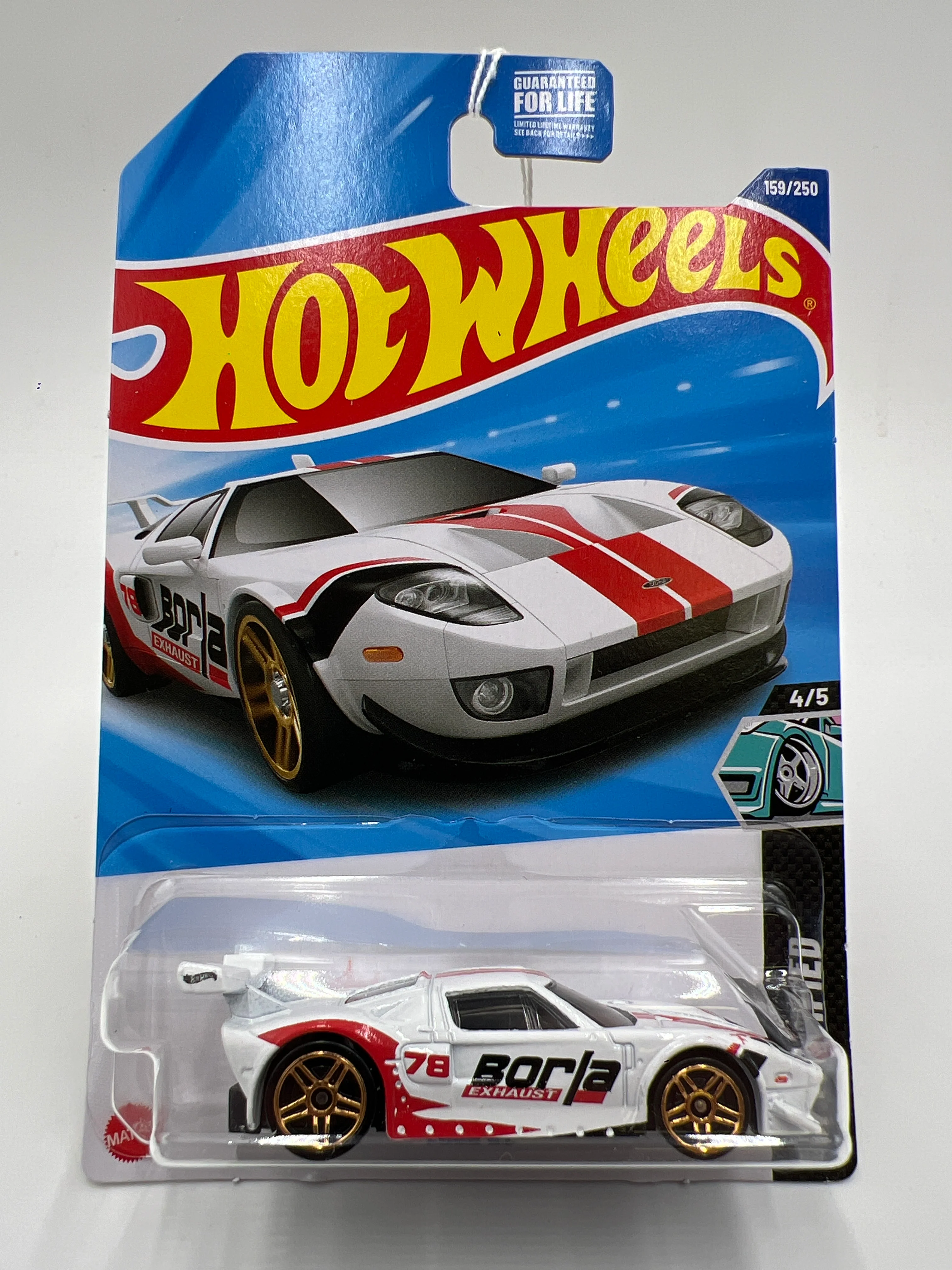 2025 Hot Wheels H Case Modified #159 Borla Ford GT White 23D - Image 2
