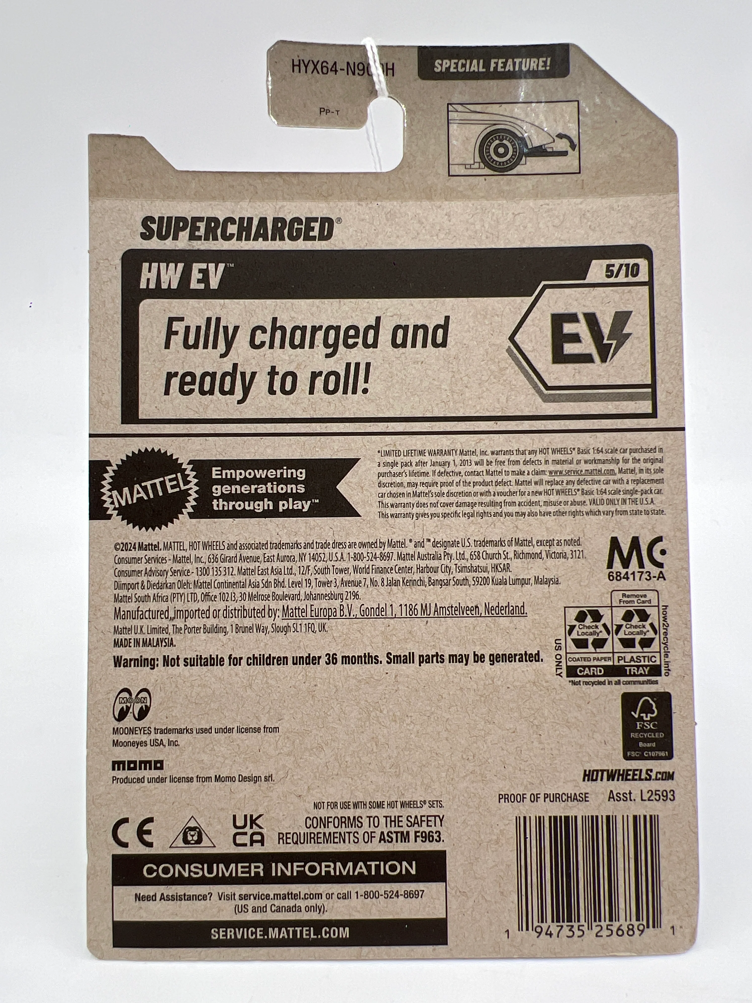 2025 Hot Wheels H Case HW EV #60 Supercharged White 115E - Image 7