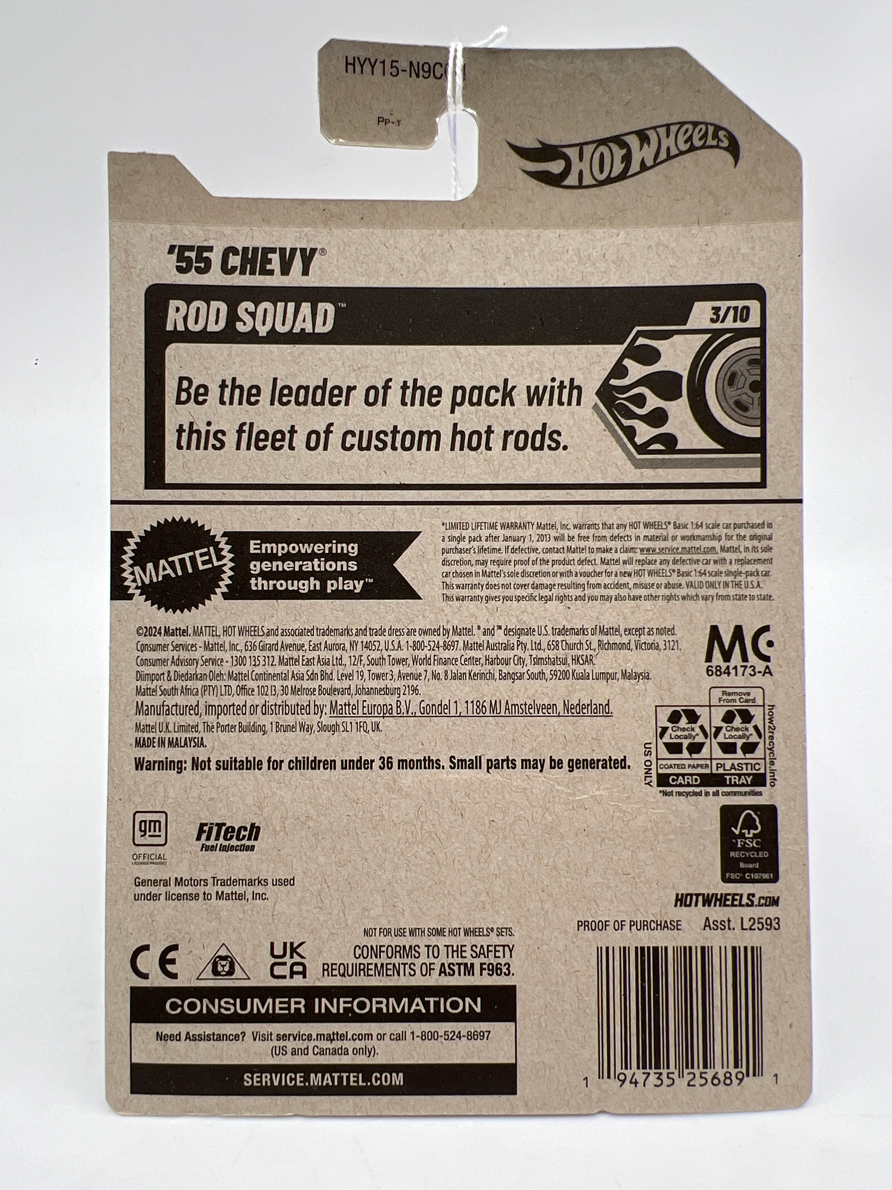 2025 Hot Wheels H Case Walmart Exclusive Zamac #6 Rod Squad #45 55 Chevy 146A - Image 7