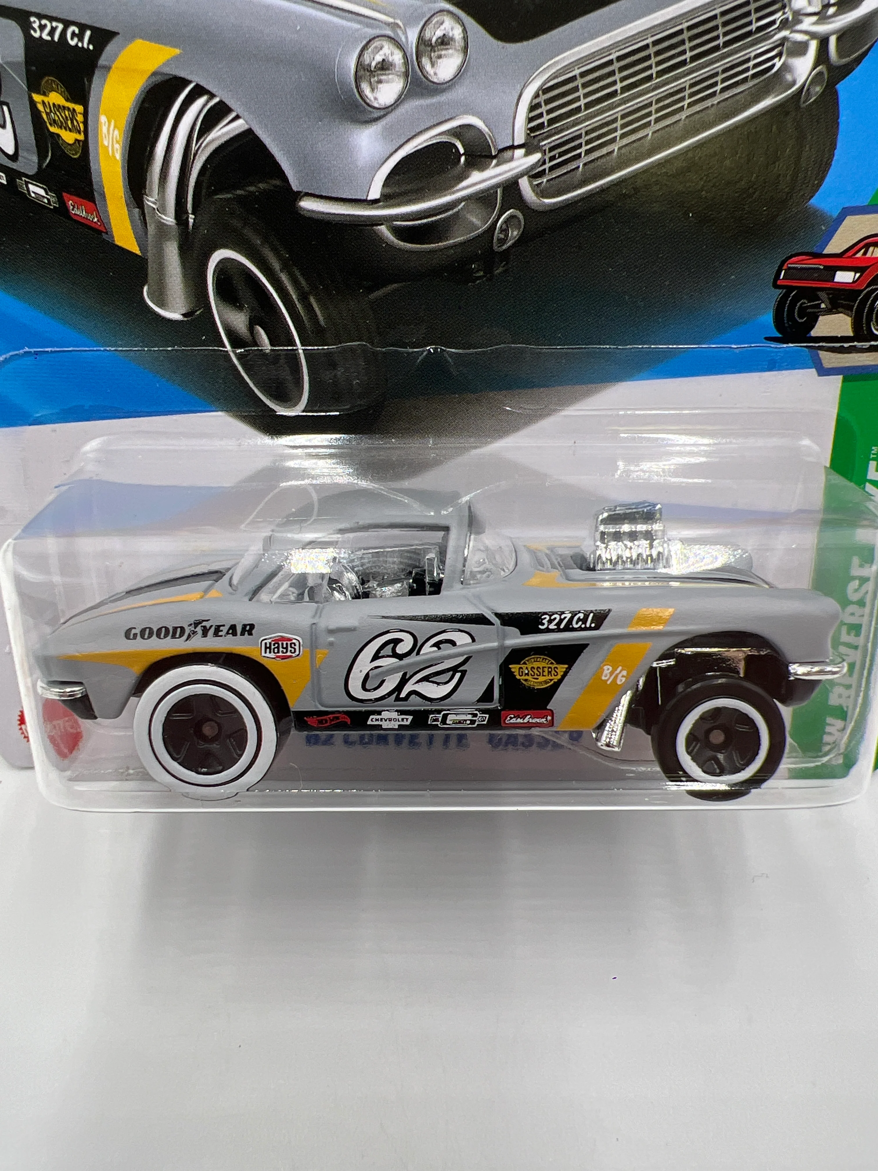 2025 Hot Wheels J Case HW Reverse Rake #182 62 Corvette Gasser Gray 8D - Image 2