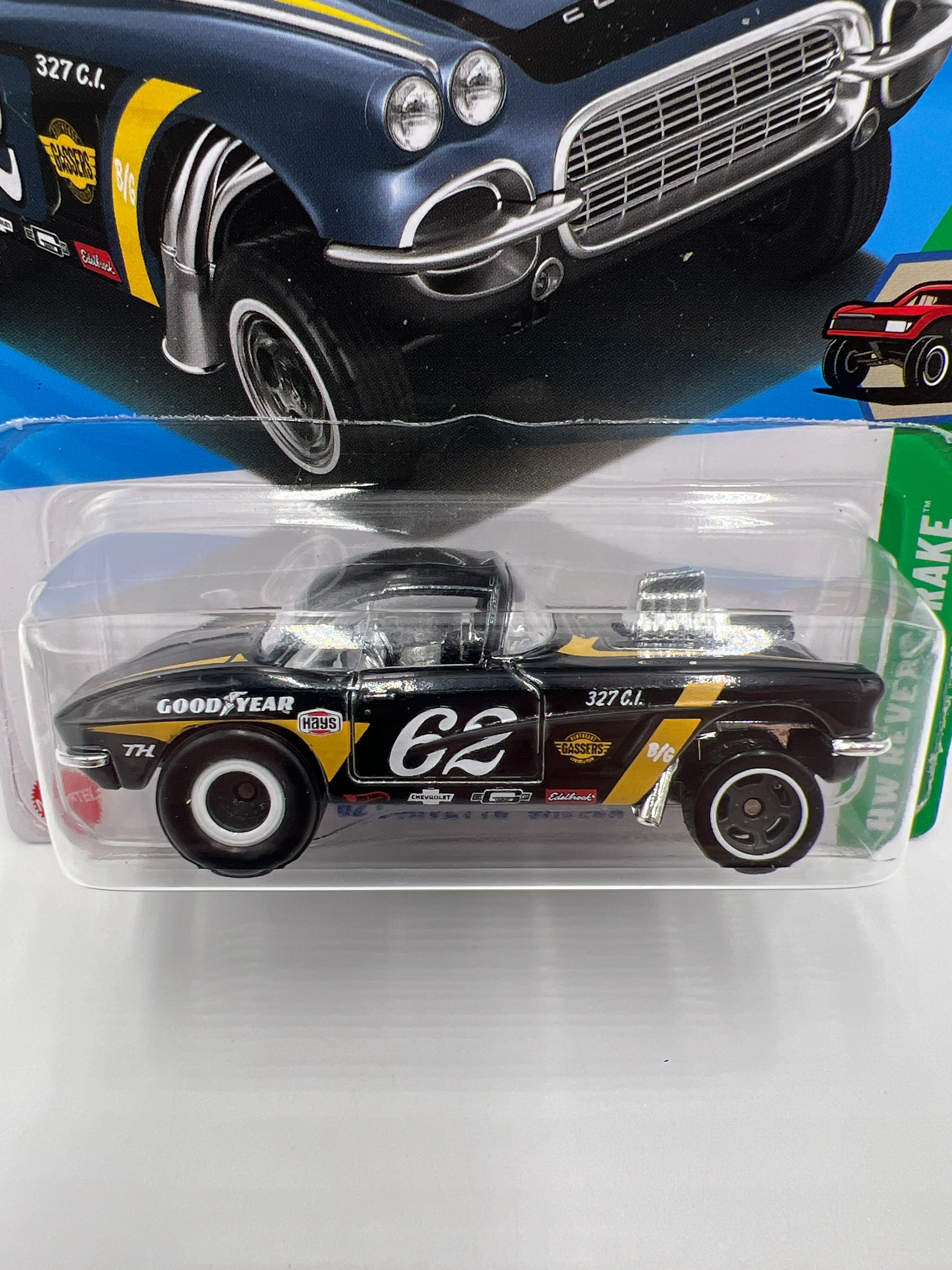 2025 Hot Wheels J Case Super Treasure Hunt #182 62 Corvette Gasser W/Protector - Image 2