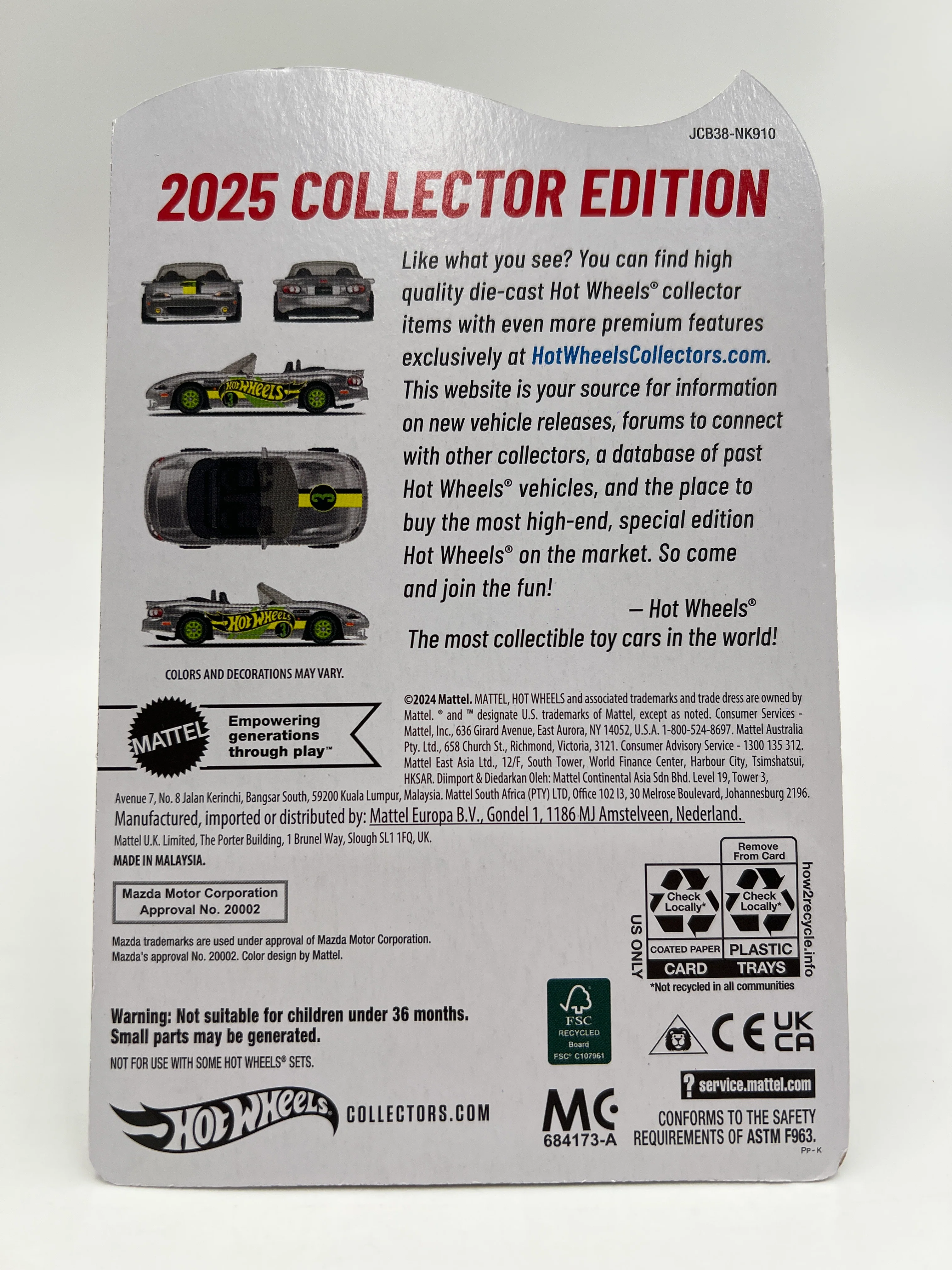 2025 Hot Wheels Legends Tour Walmart Exclusive Zamac Edition #3 2004 Mazda Mazdaspeed Miata W/Protector - Image 6