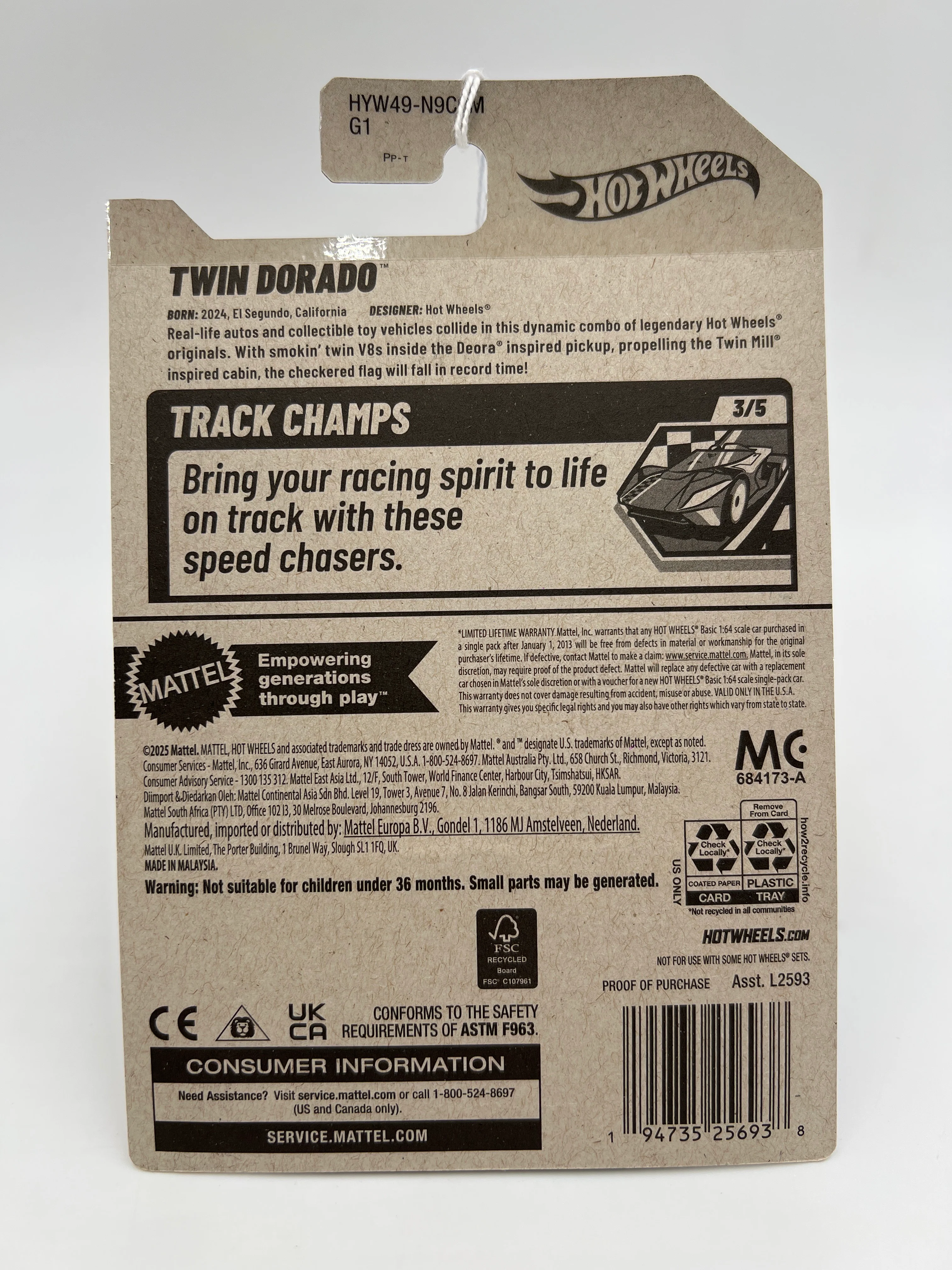 2025 Hot Wheels M Case Track Champs #228 Twin Dorado 115E - Image 6