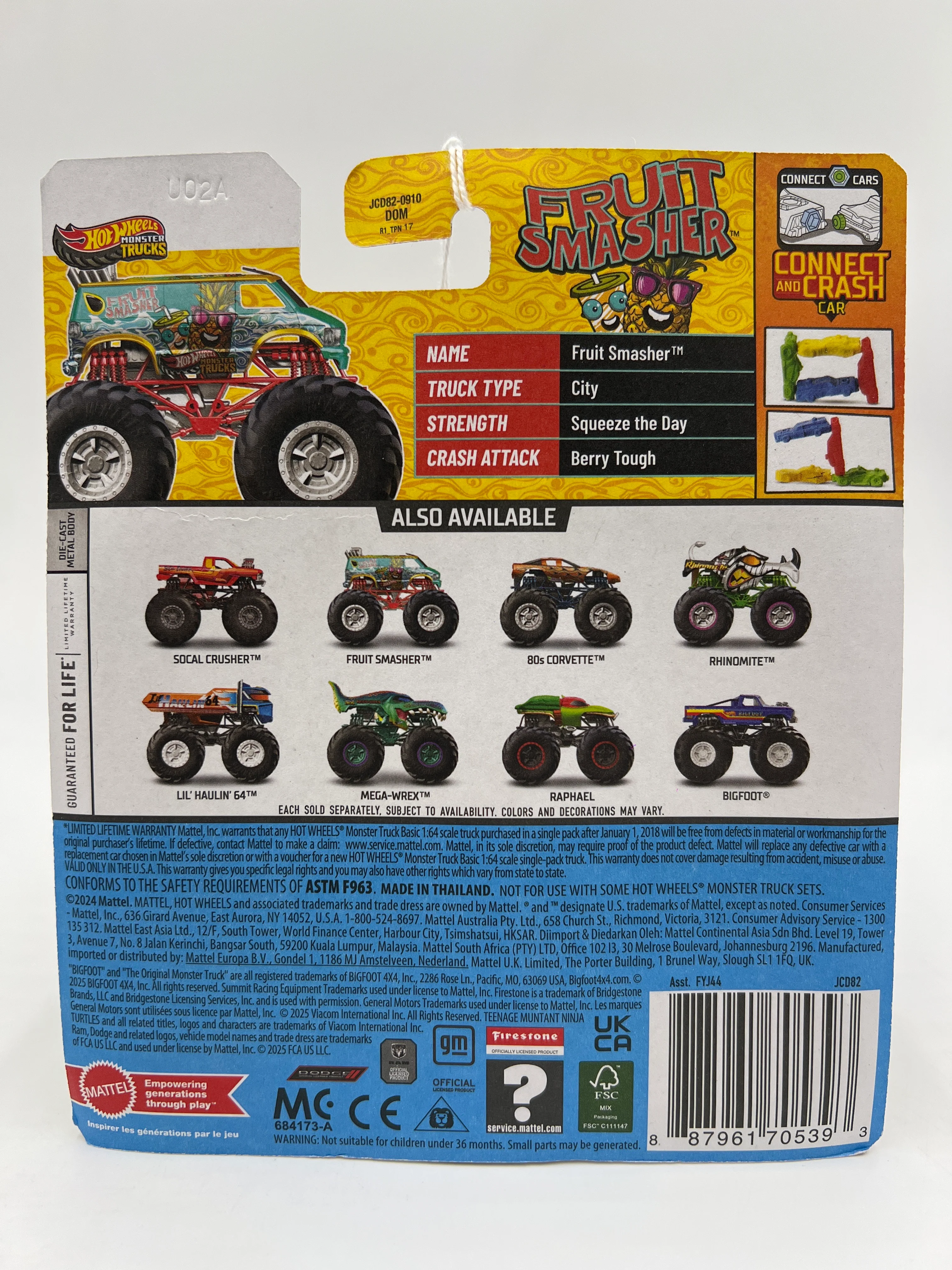 2025 Hot Wheels Monster Trucks Snack Pack #4 Fruit Smasher 126C - Image 6