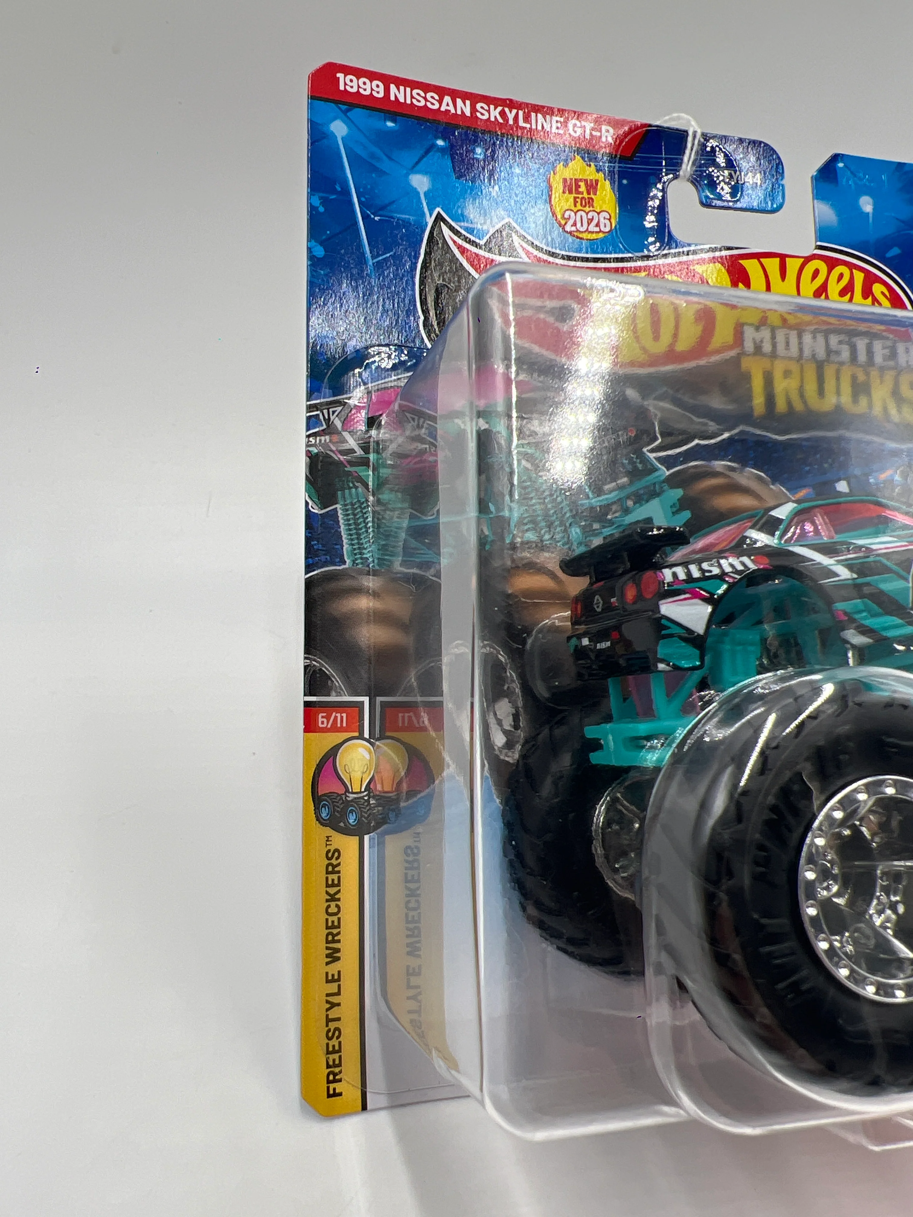 2026 Hot Wheels Monster Trucks Freestyle Wreckers #6 1999 Nissan Skyline GT-R 126B - Image 4