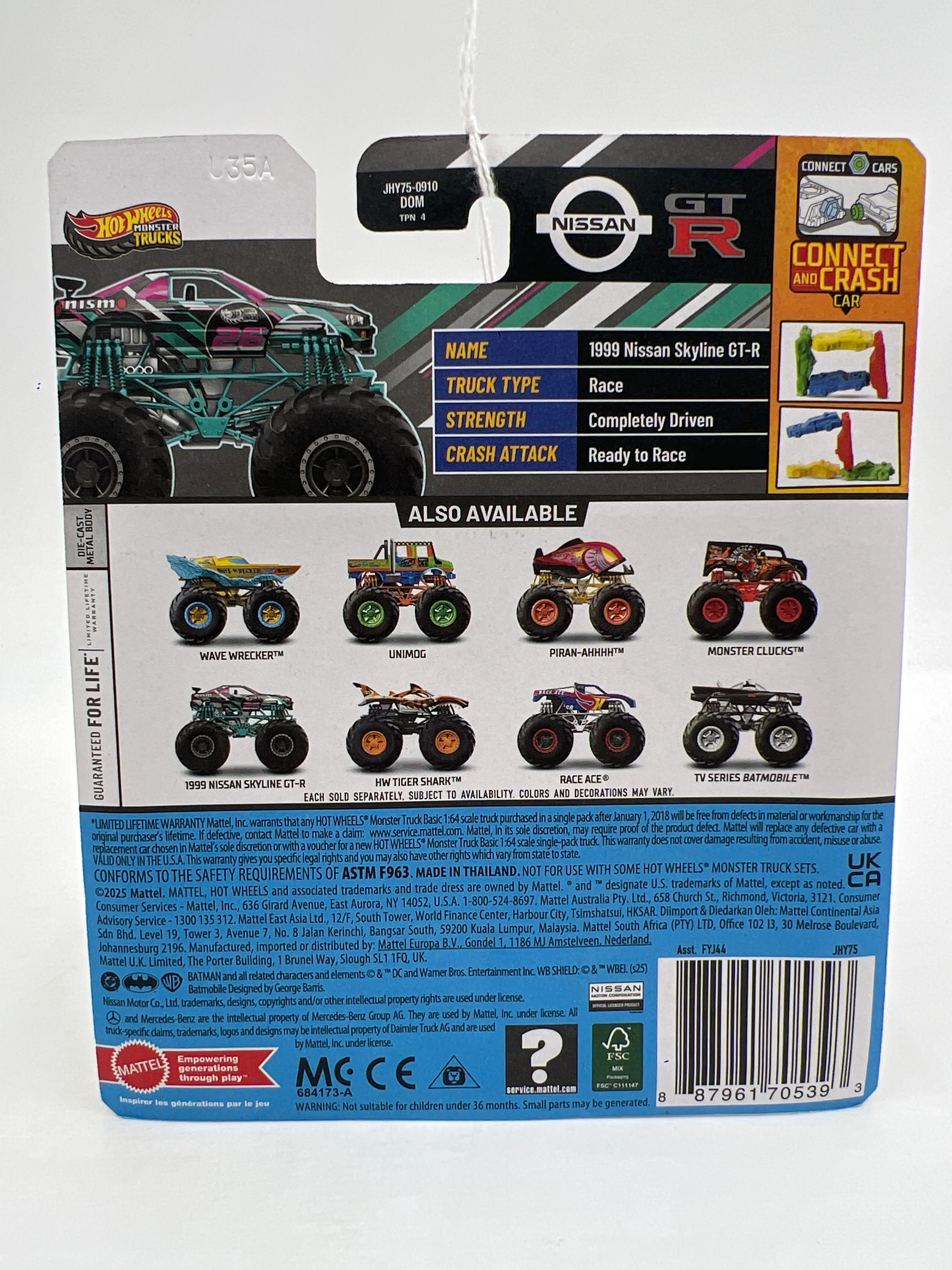2026 Hot Wheels Monster Trucks Freestyle Wreckers #6 1999 Nissan Skyline GT-R 126B - Image 6