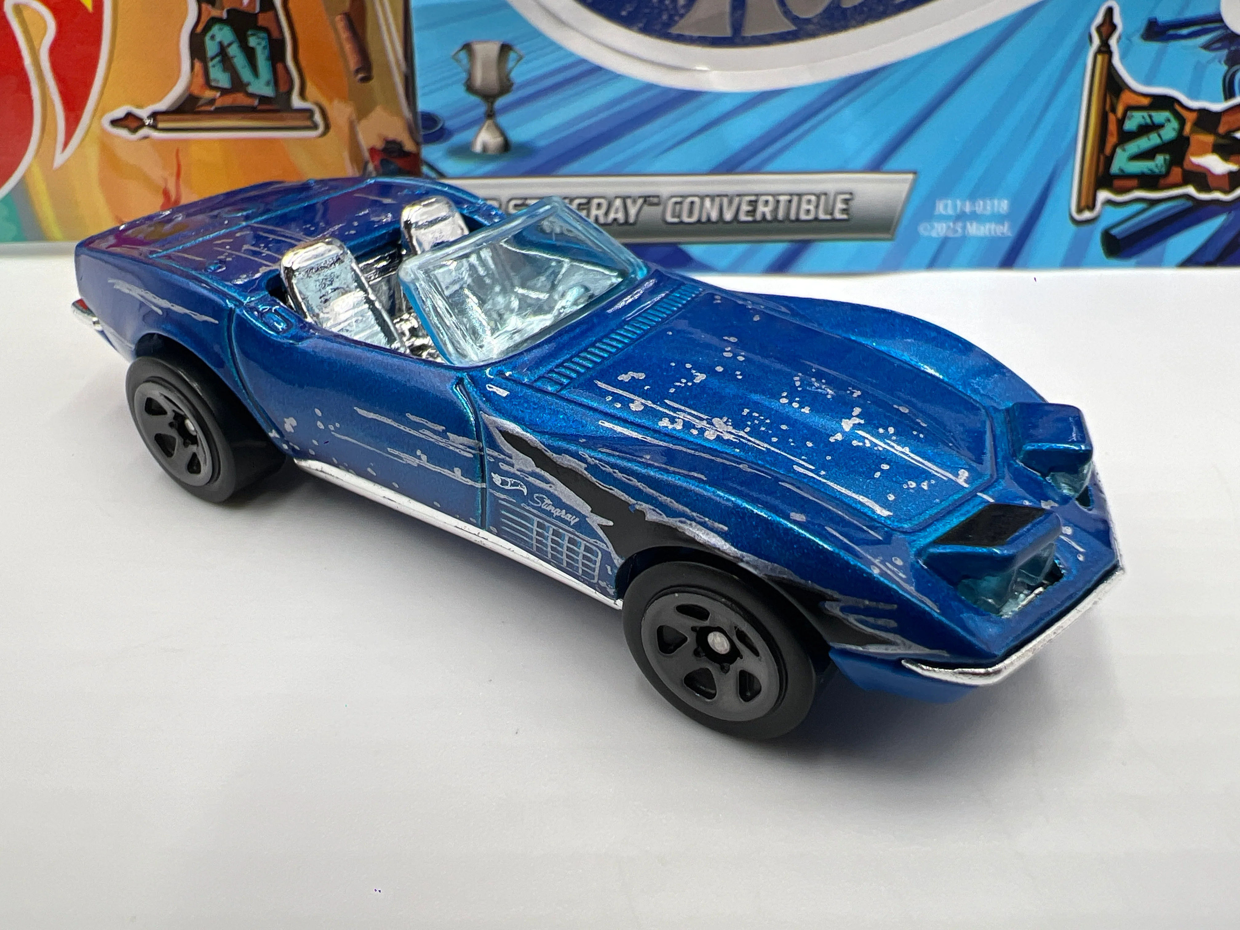 2025 Hot Wheels Mystery Models Series 2 #2 CHASE 72 Corvette Stingray Convertible Blue - Image 2