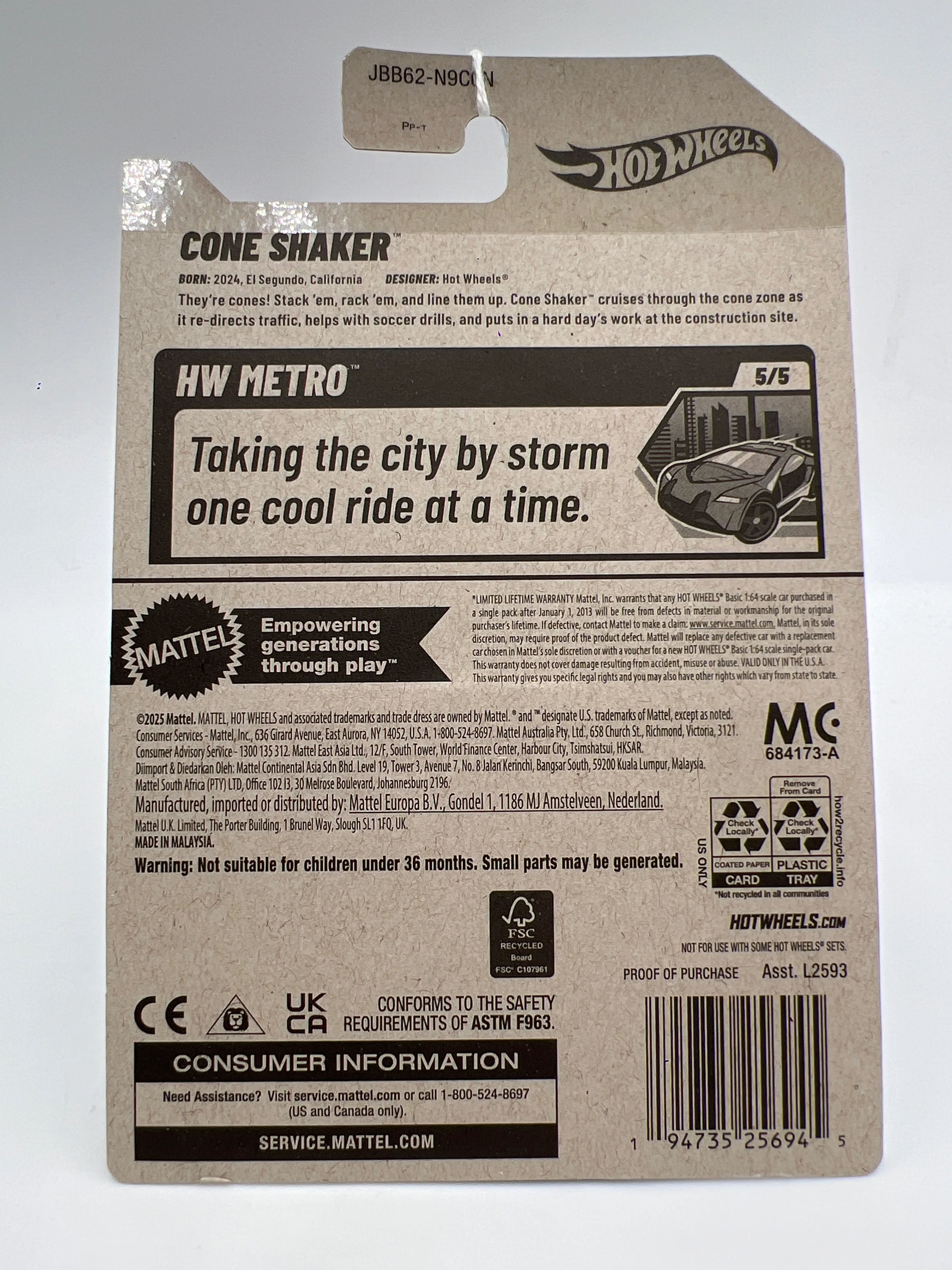 2025 Hot Wheels N Case Metro #148 Cone Shaker Green 123F - Image 6