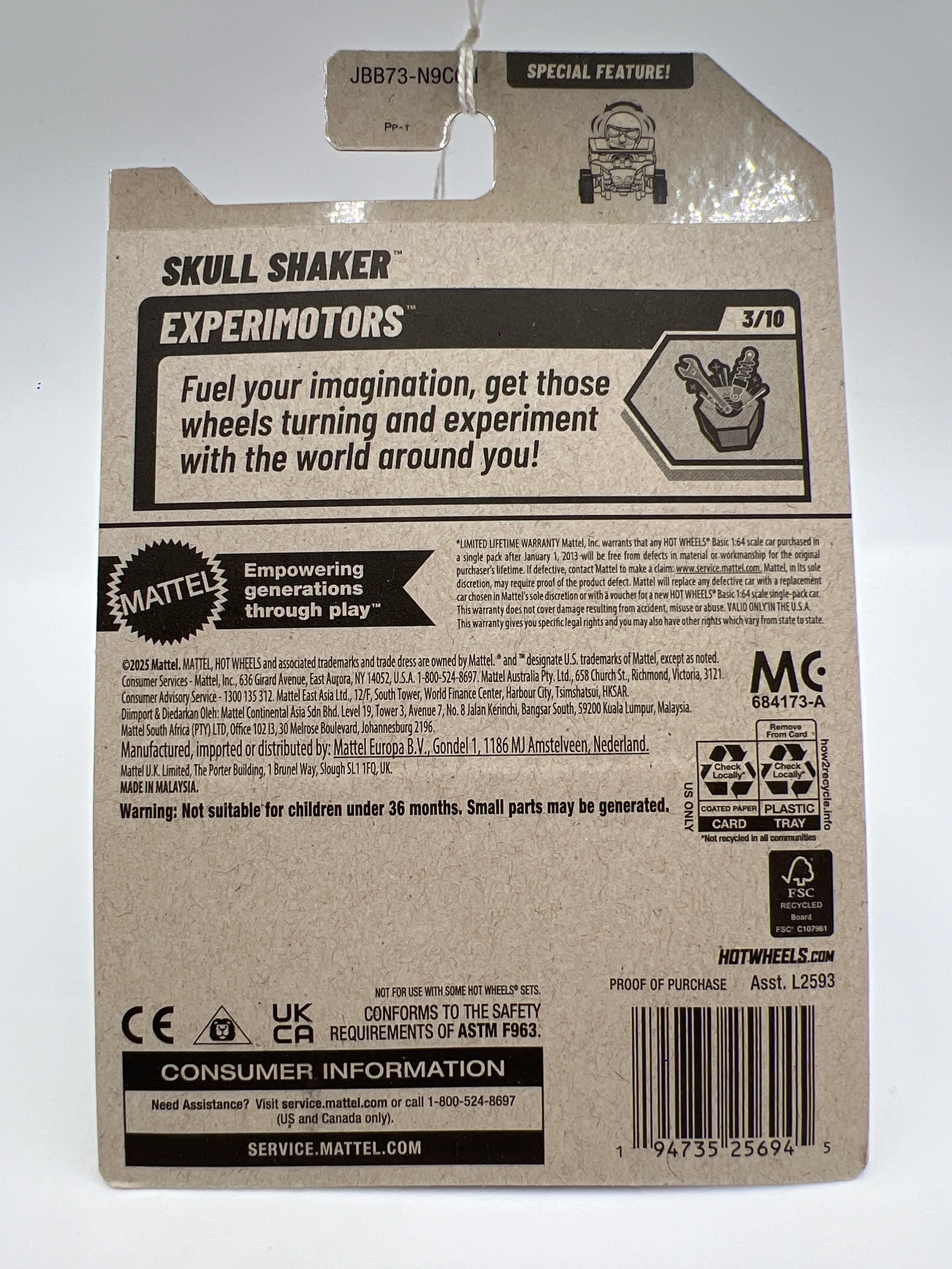 2025 Hot Wheels N Case Experimotors #118 Skull Shaker White - Image 6