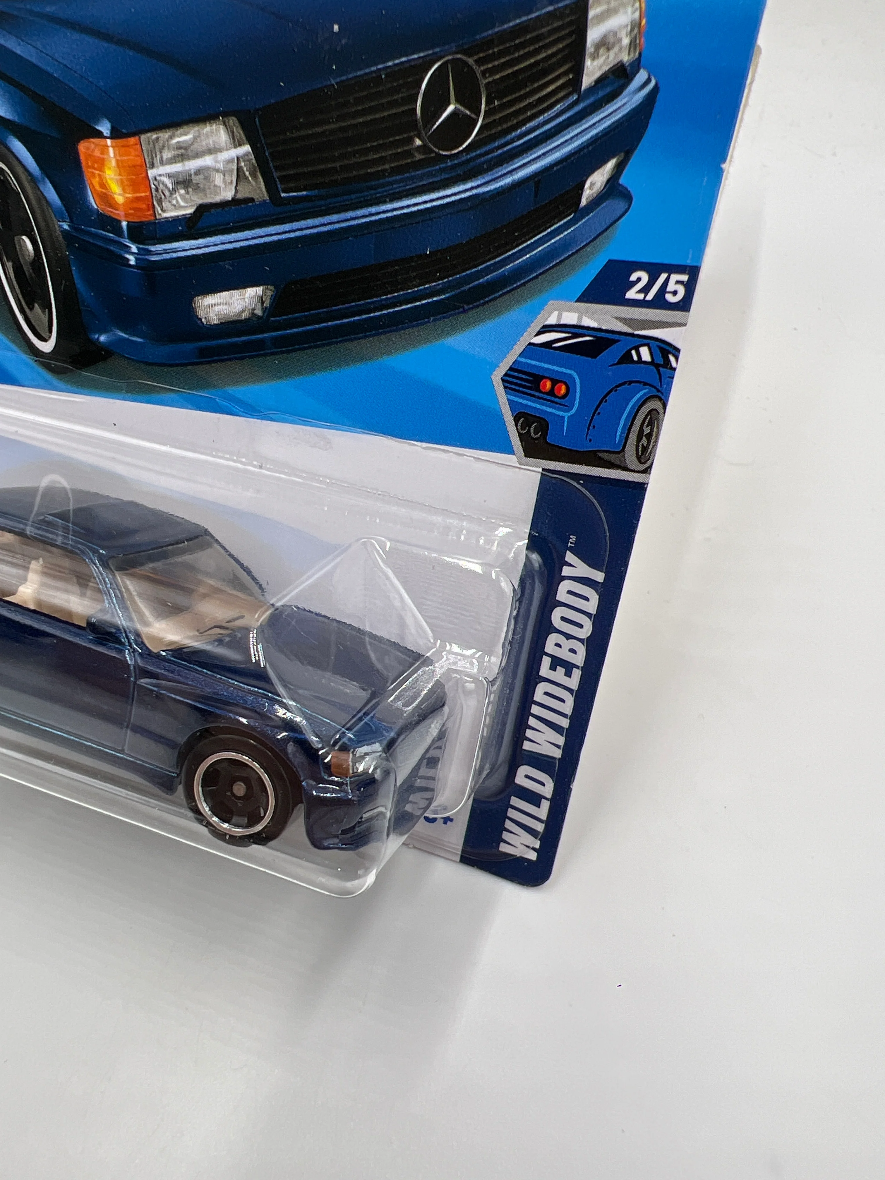 2025 Hot Wheels P Case Wild Widebody #186 89 Mercedes-Benz 560 SEC AMG Dark Blue 90C - Image 3