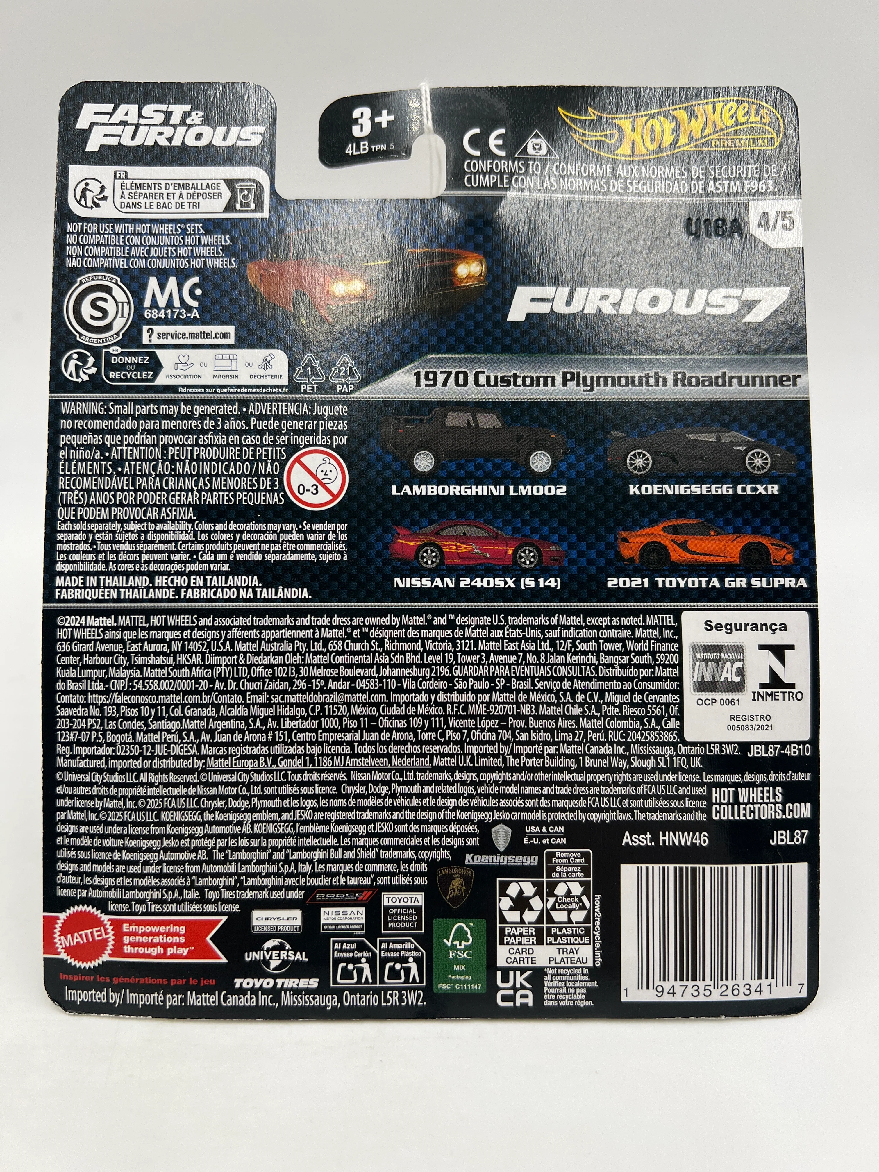 2025 Hot Wheels Premium Fast & Furious #4 1970 Custom Plymouth Roadrunner Orange 246E - Image 6