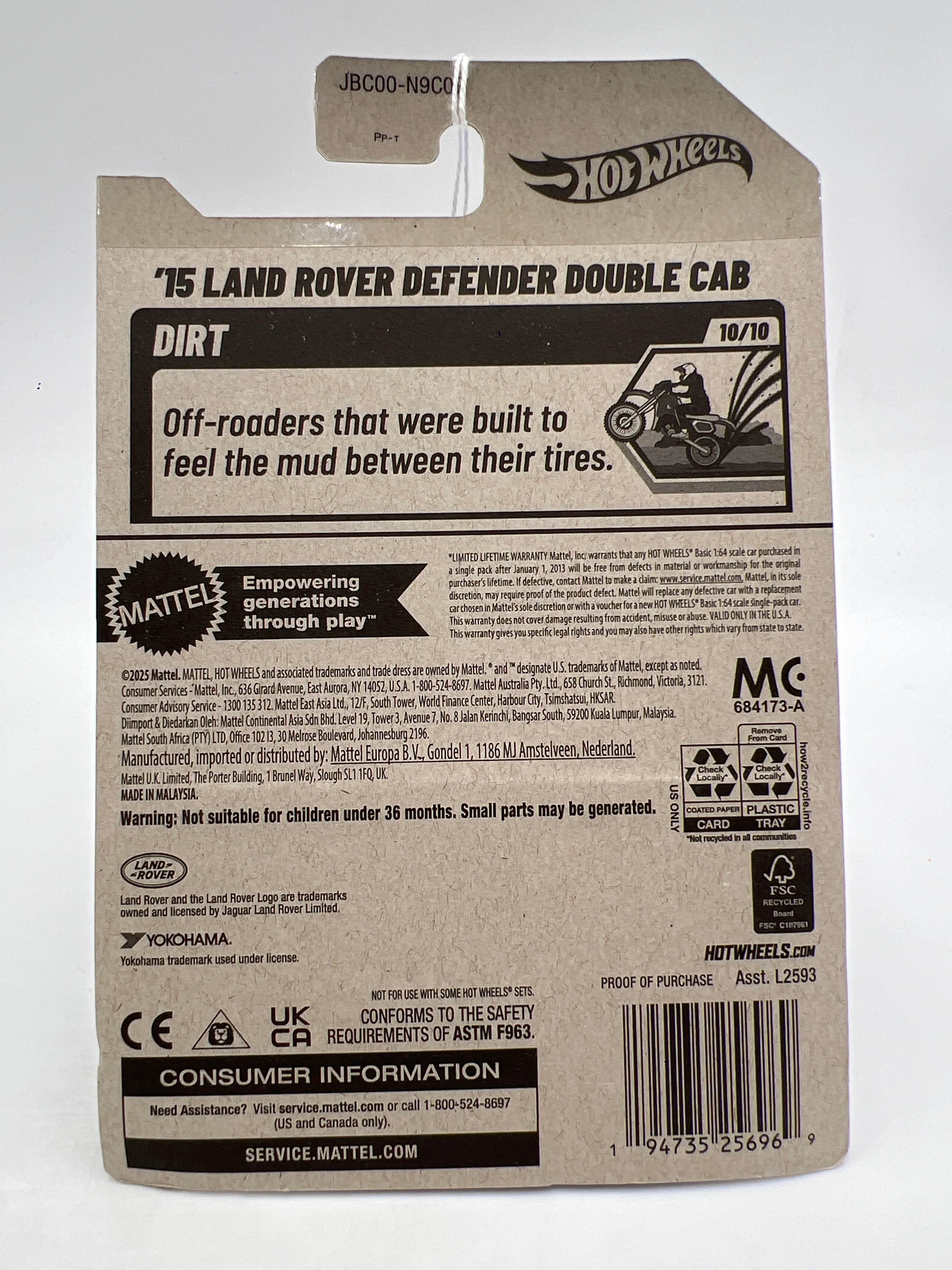 2025 Hot Wheels Q Case Dirt #179 15 Land Rover Defender Double Cab Yellow 61E - Image 6