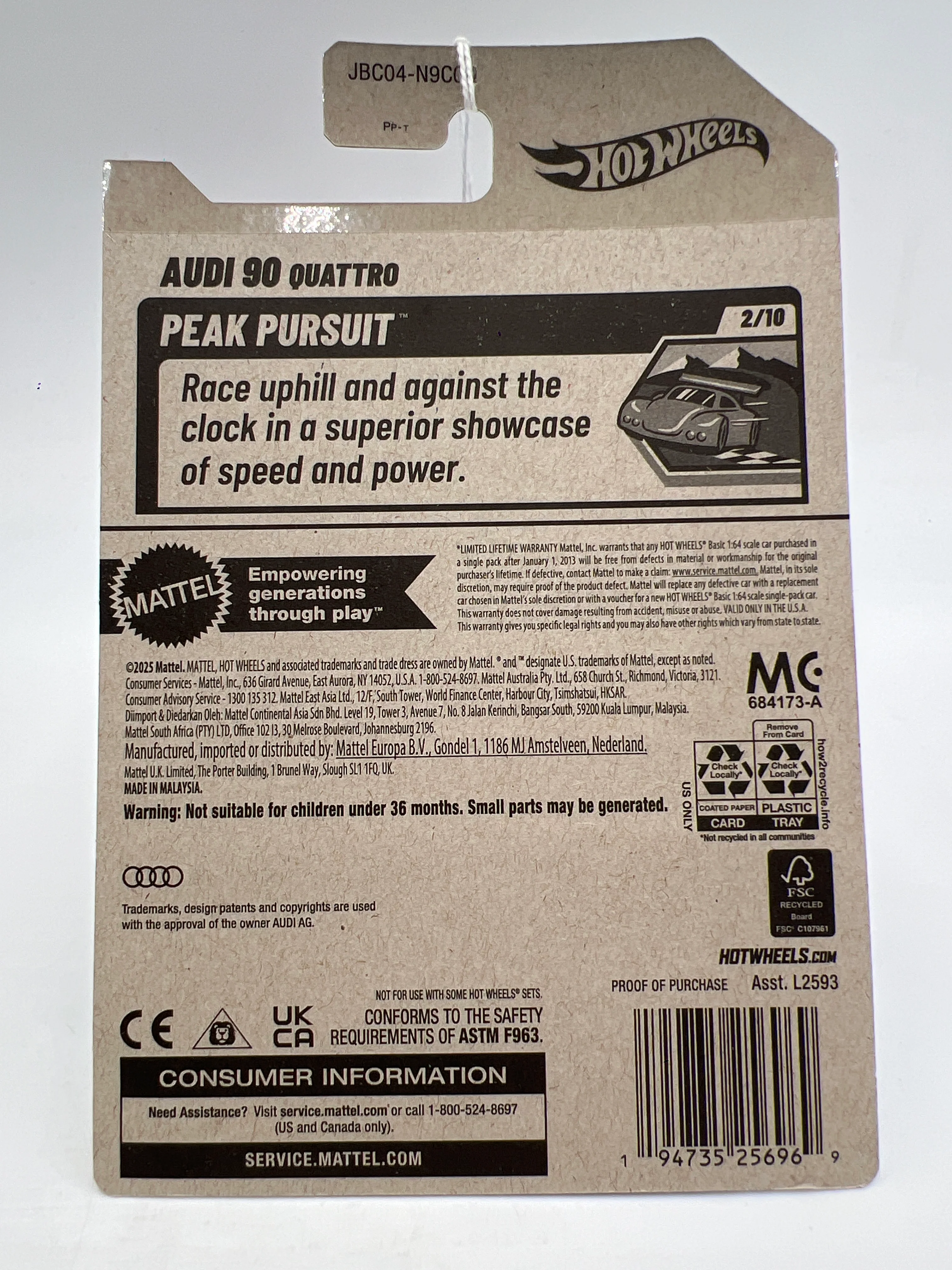 2025 Hot Wheels Q Case Peak Pursuit #199 Audi 90 Quattro Black 105A - Image 6