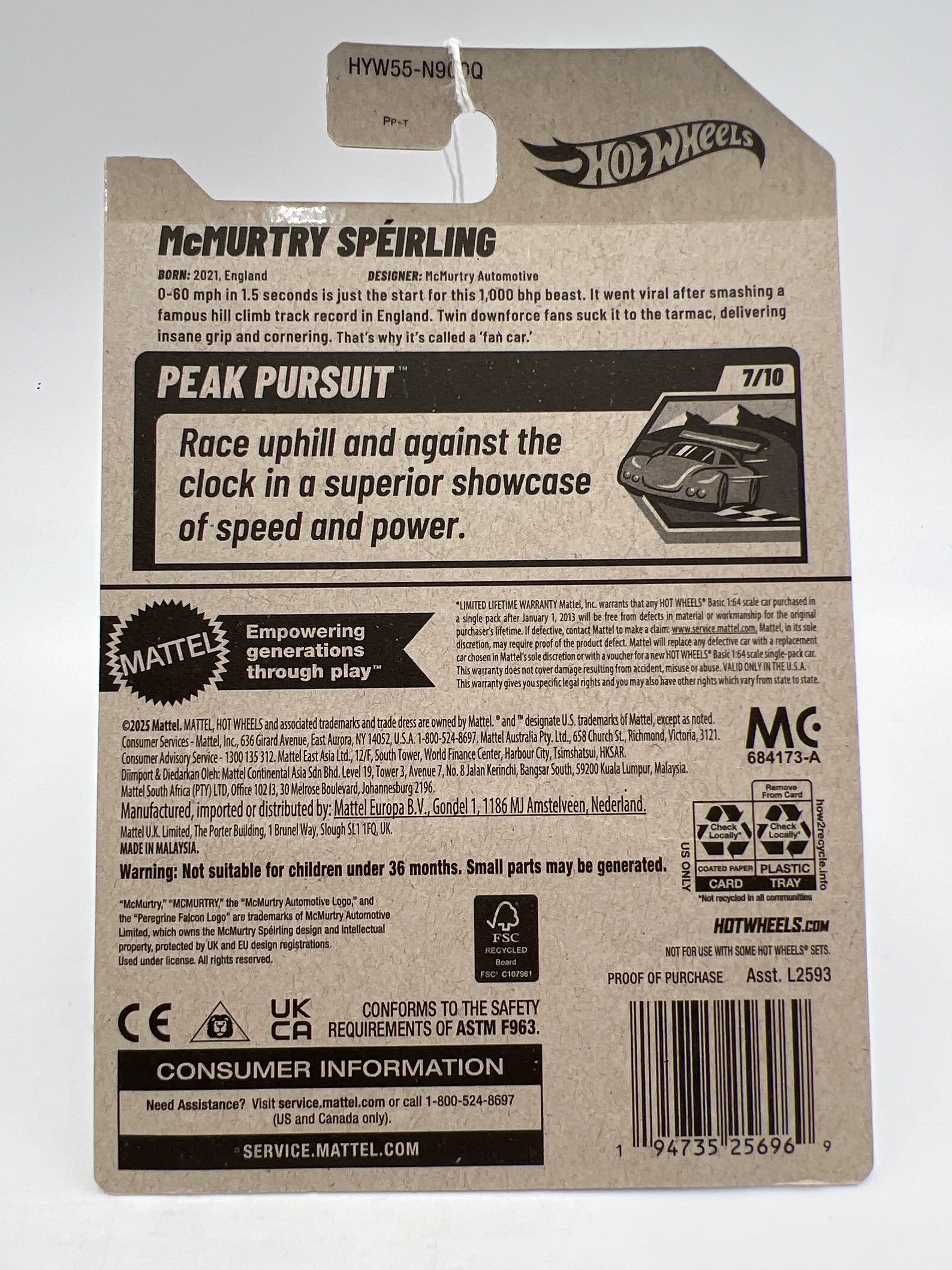 2025 Hot Wheels Q Case Peak Pursuit #237 McMurtry Speirling Gray 80i - Image 6