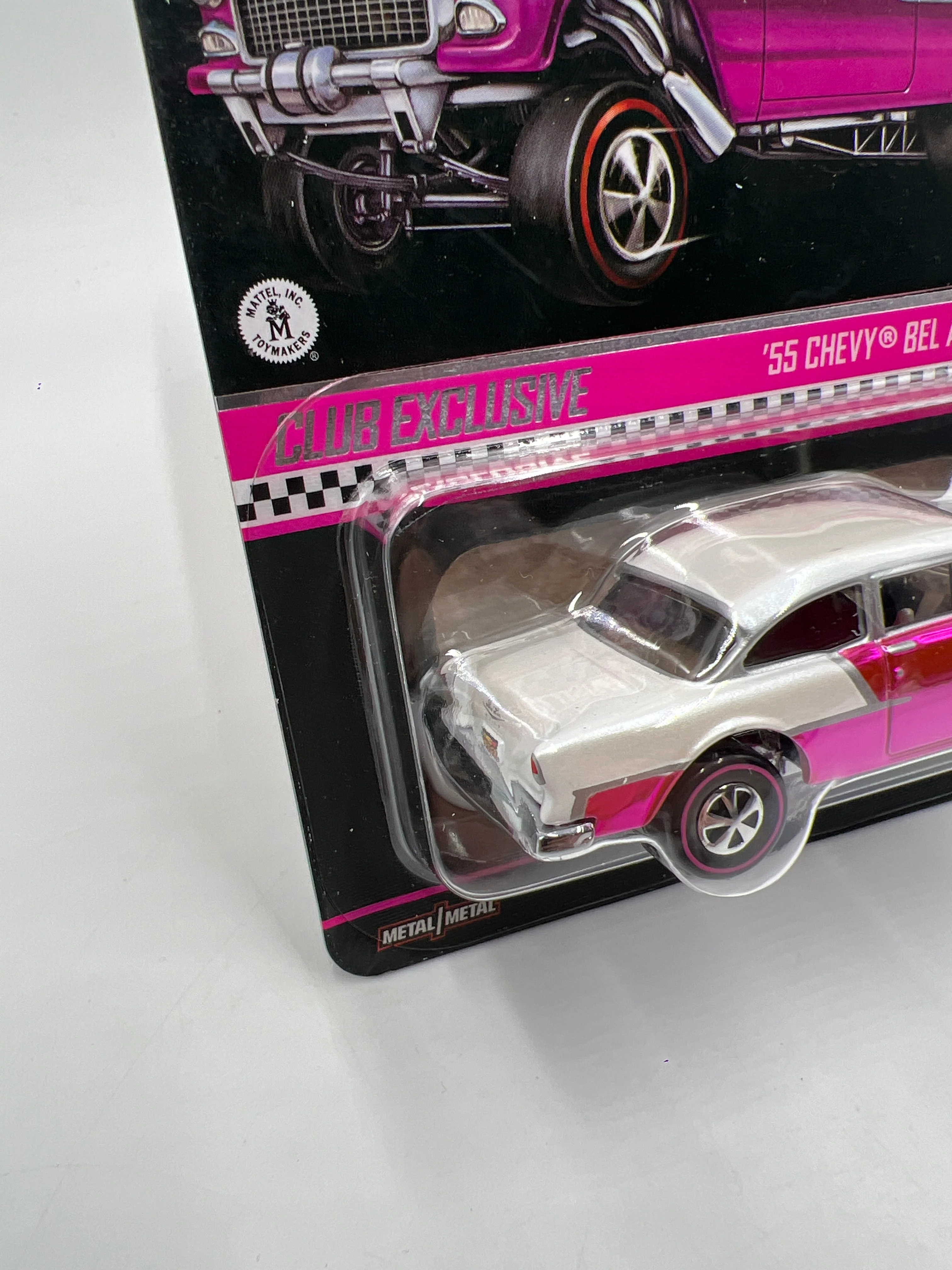 2025 Hot Wheels RLC Club Exclusive 55 Chevy Bel Air Gasser Pink W/Protector 2 - Image 4