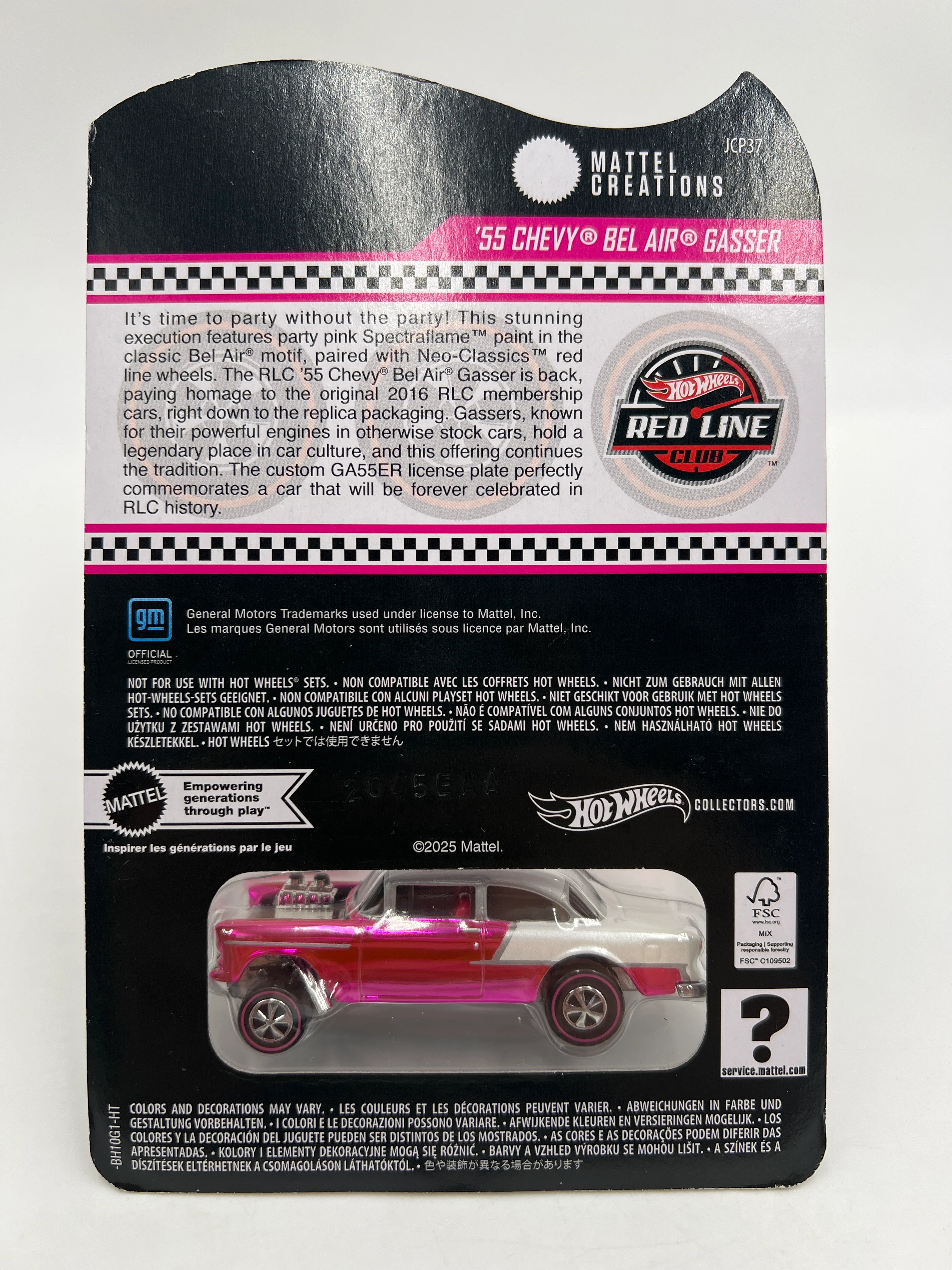 2025 Hot Wheels RLC Club Exclusive 55 Chevy Bel Air Gasser Pink W/Protector 2 - Image 6