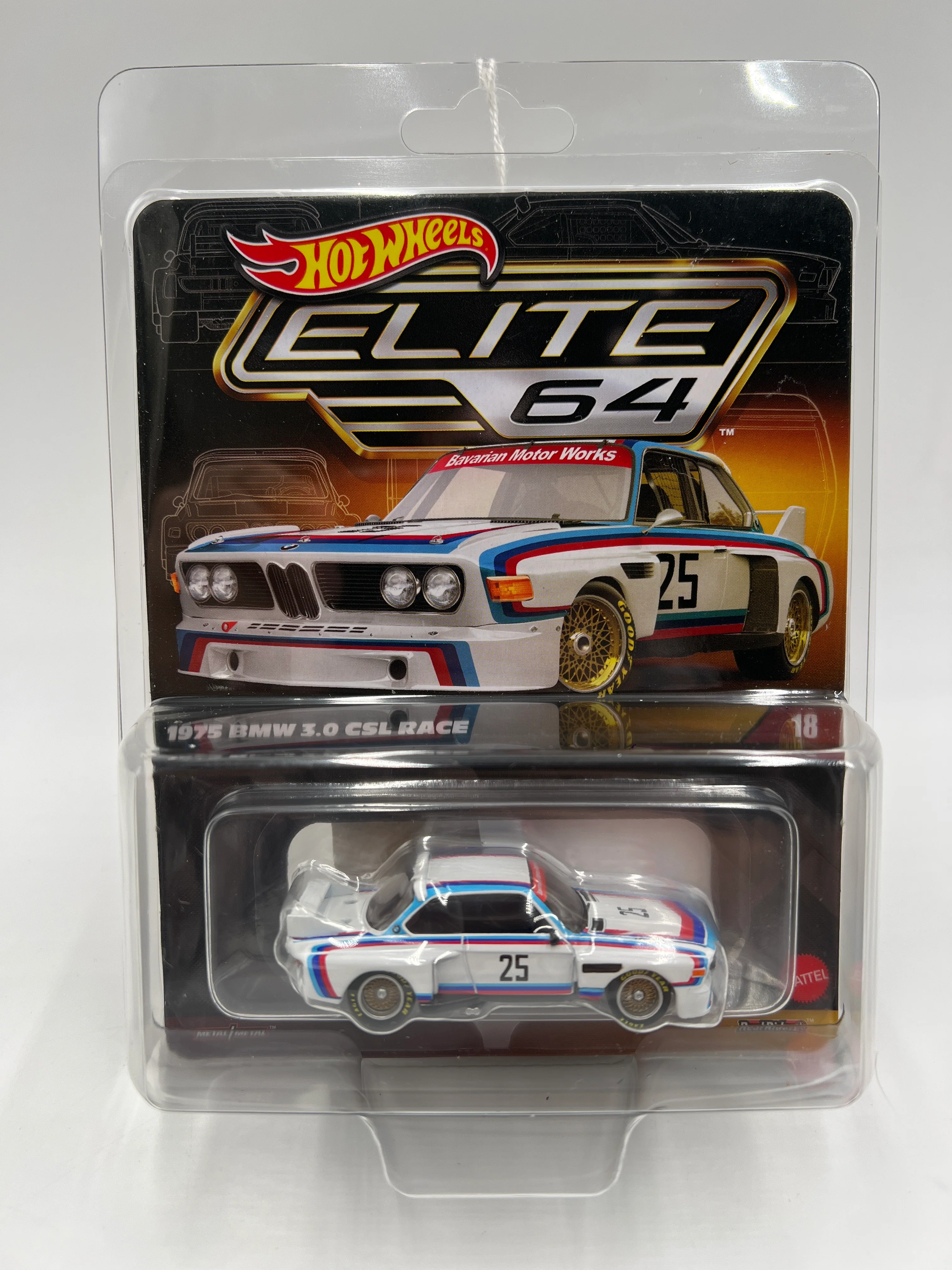 2025 Hot Wheels RLC Elite 64 #18 1975 BMW 3.0 CSL Race White W/Protector - Image 7
