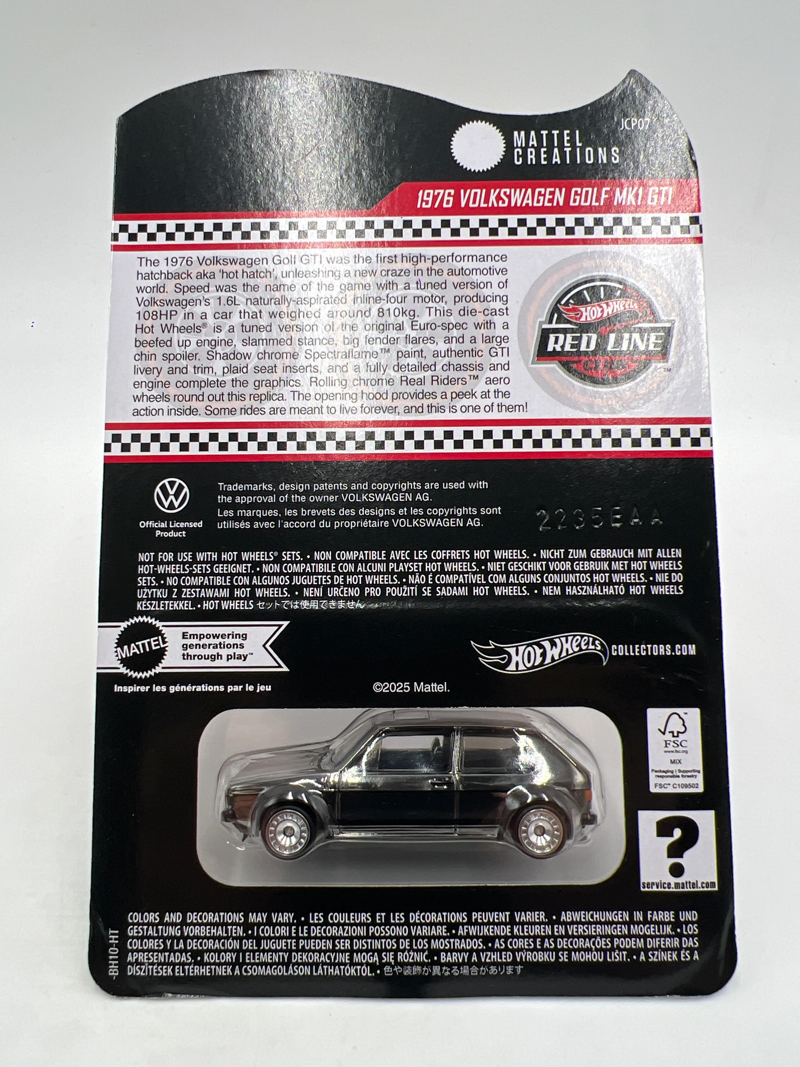 2025 Hot Wheels RLC Exclusive 1976 Volkswagen Golf MK1 GTI Chrome W/Protector - Image 6