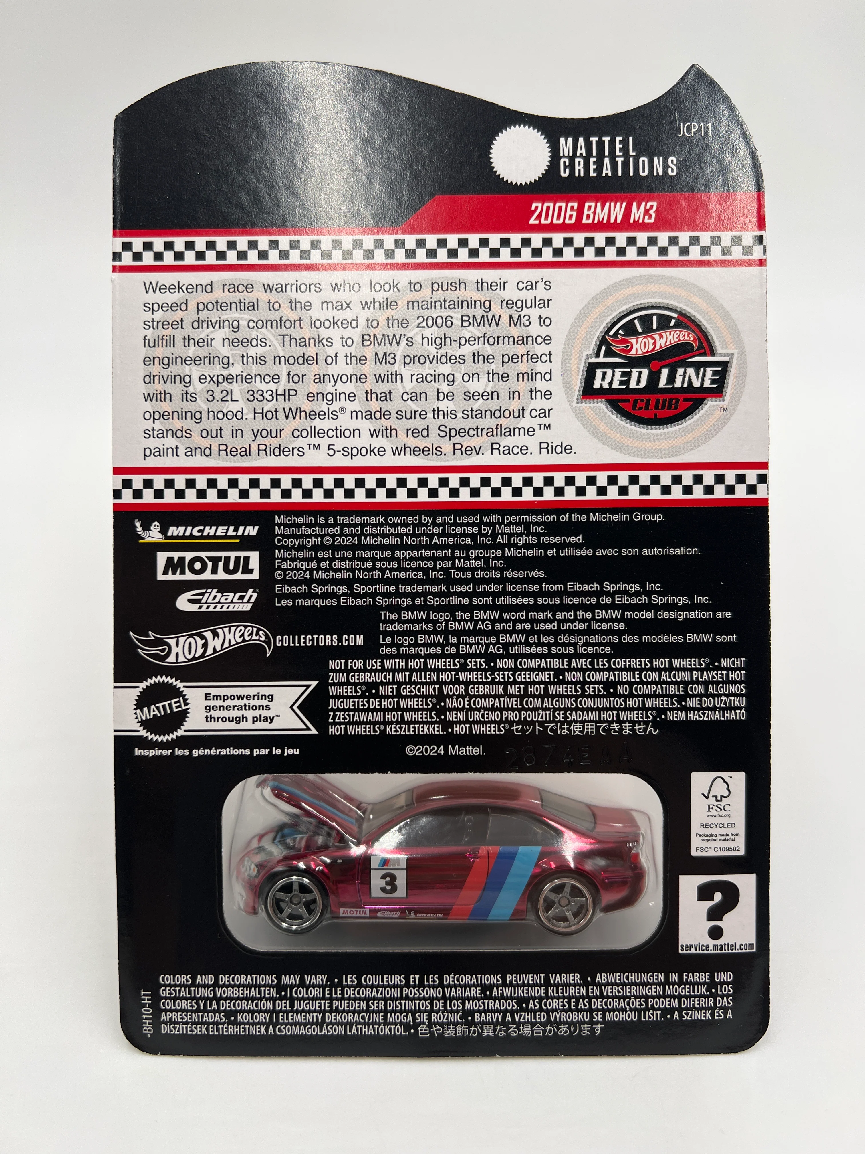 2025 Hot Wheels RLC Exclusive 2006 BMW M3 Red W/Protector - Image 6