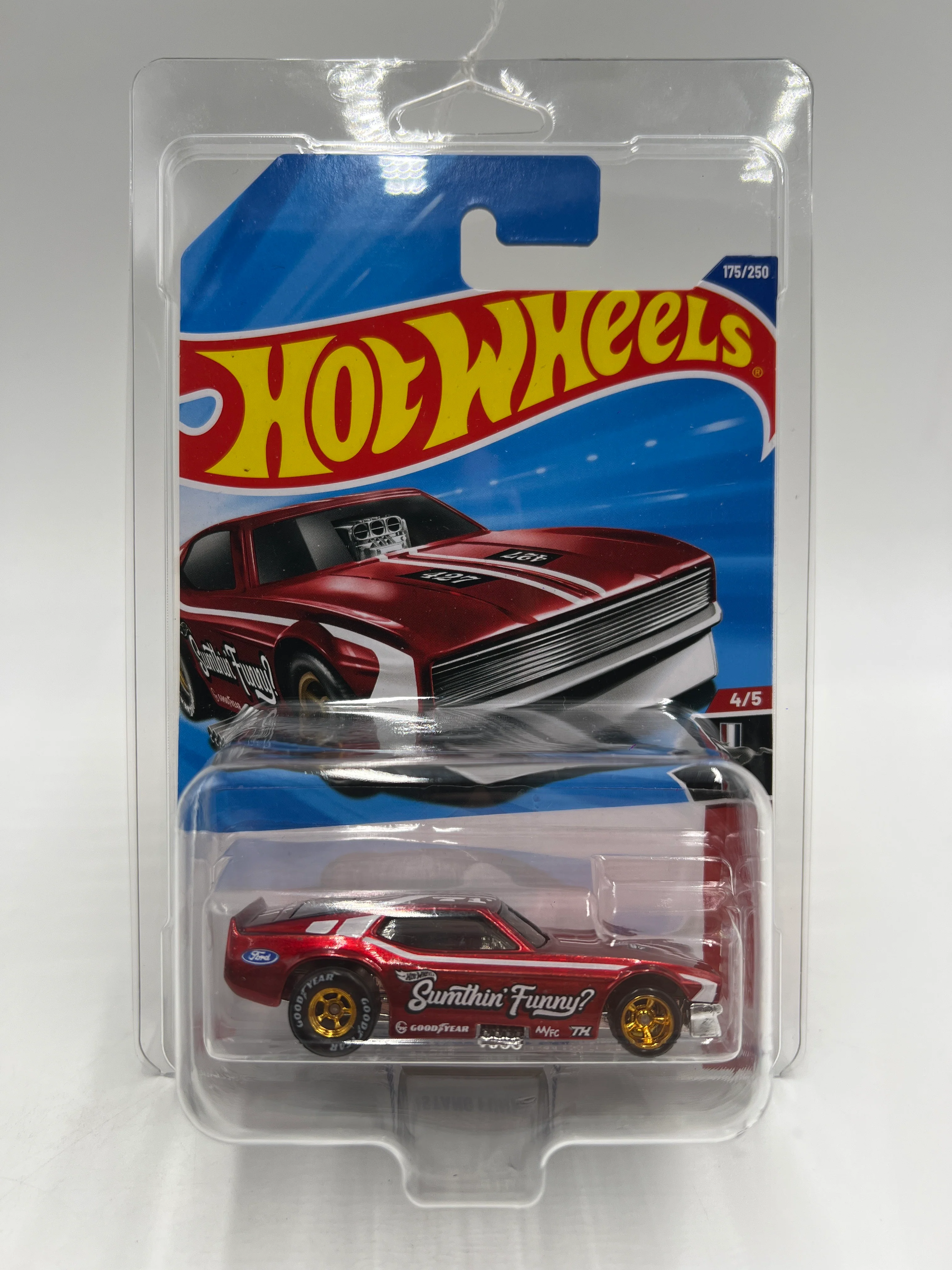 2025 Hot Wheels Super Treasure Hunt #175 71 Mustang Funny Car Red W/Protector Intl Card See Desc - Image 8
