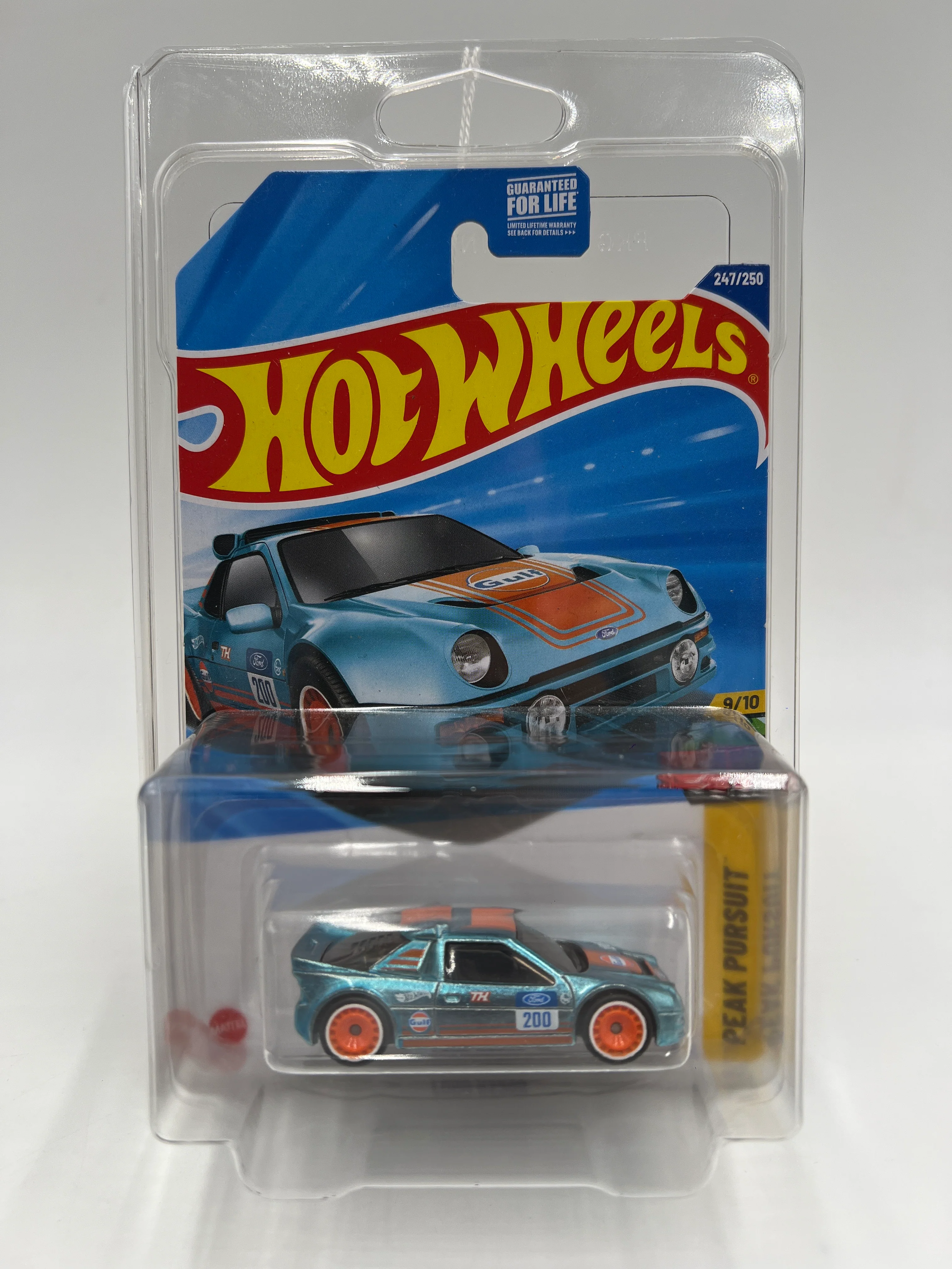 2025 Hot Wheels Super Treasure Hunt #247 Ford RS200 Gulf Blue W/Protector - Image 7