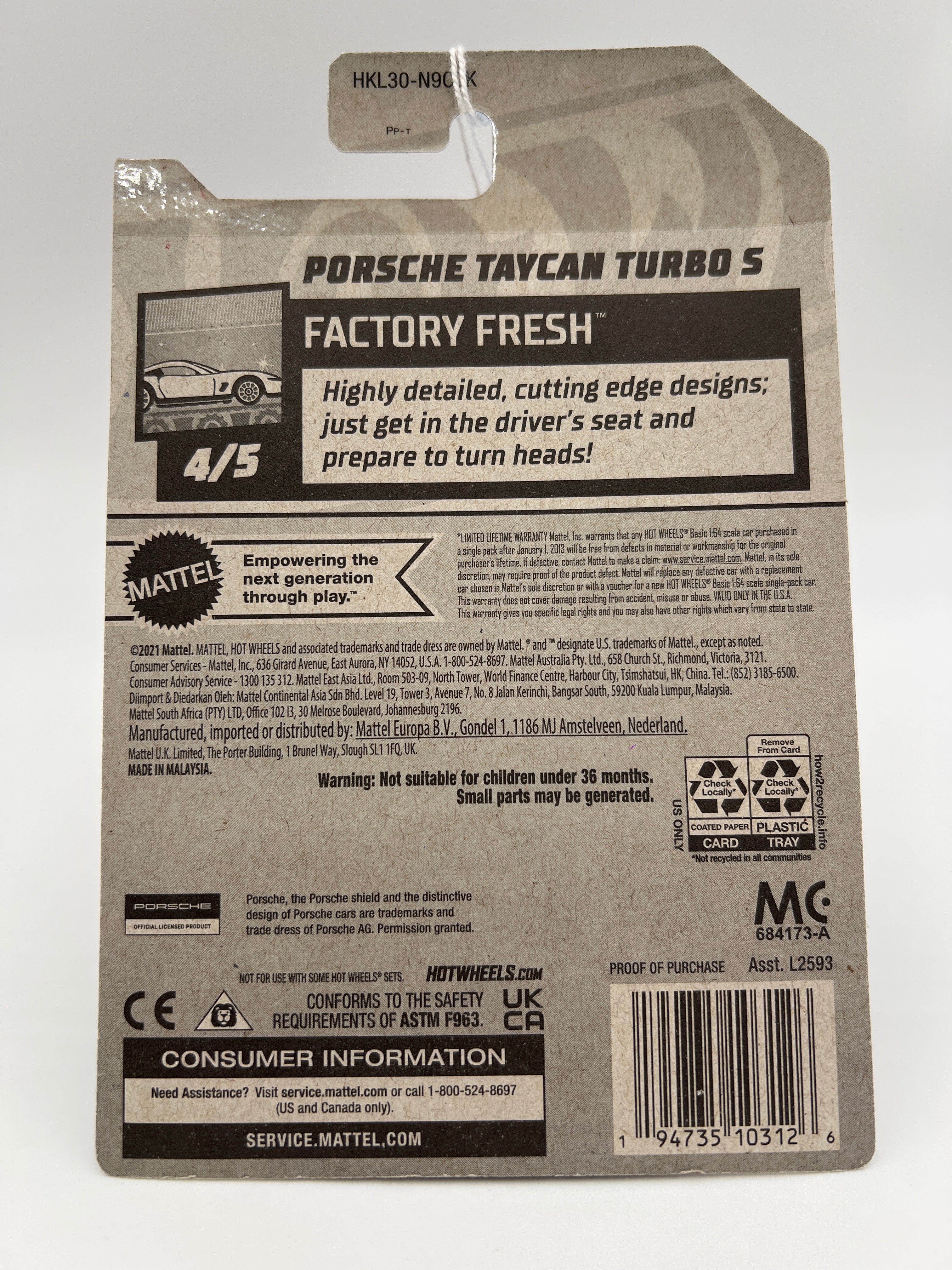 2023 Hot Wheels Walmart Exclusive Zamac 8 #149 Porsche Taycan Turbo S 144C - Image 6