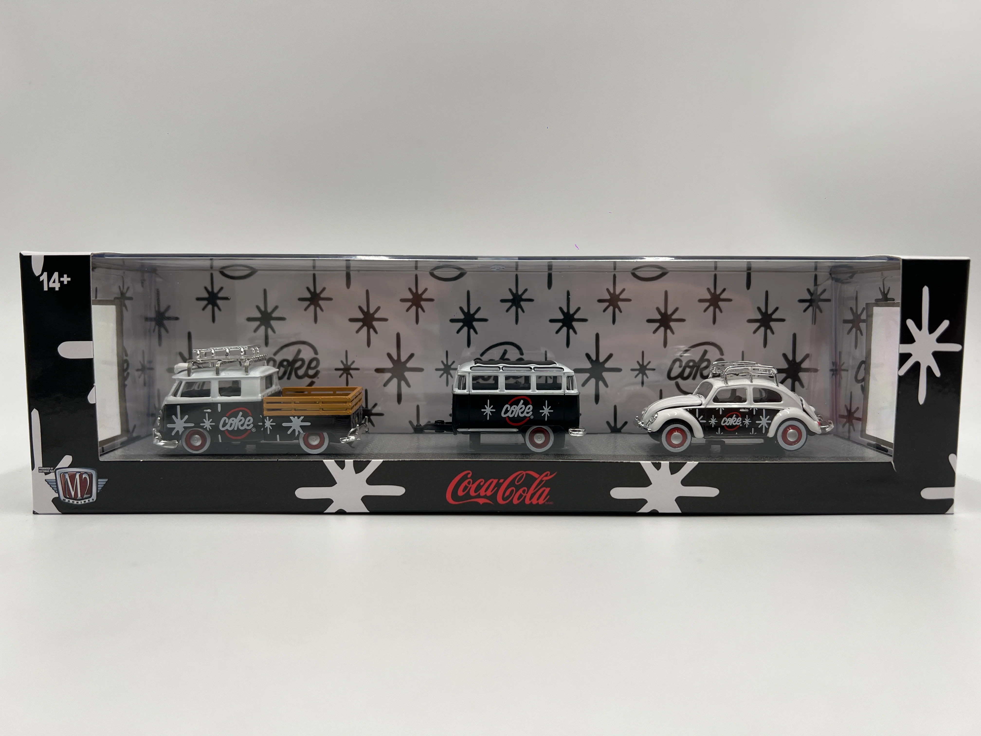 2025 M2 Machines Auto Haulers Coca Cola 1960 VW Double Cab Truck & 1953 VW Beetle Deluxe U.S.A. Model TW36 - Image 2