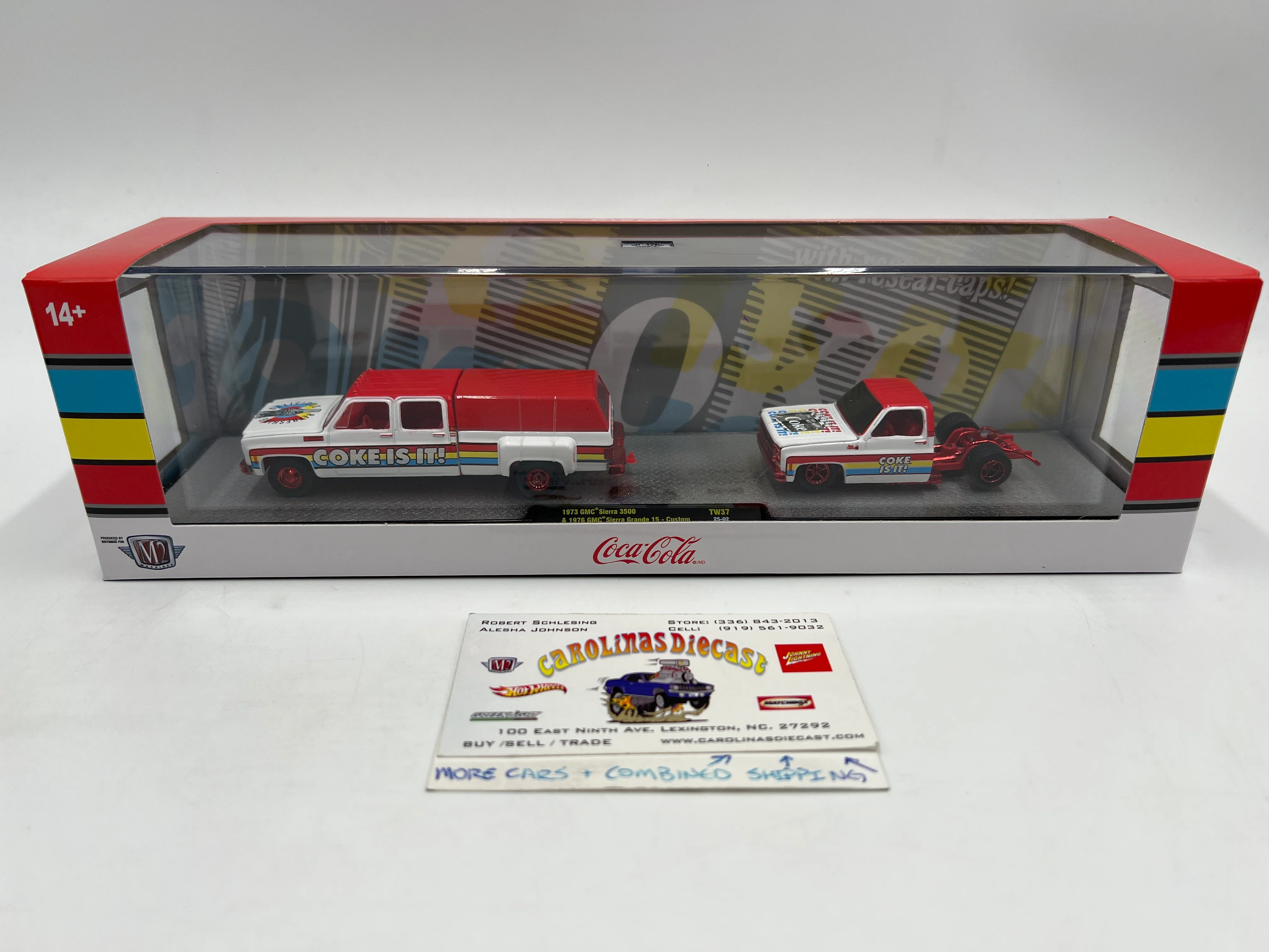 2025 M2 Machines Auto Haulers CHASE Coca Cola 1973 GMC Sierra 3500 & 1976 GMC Sierra Grande TW37