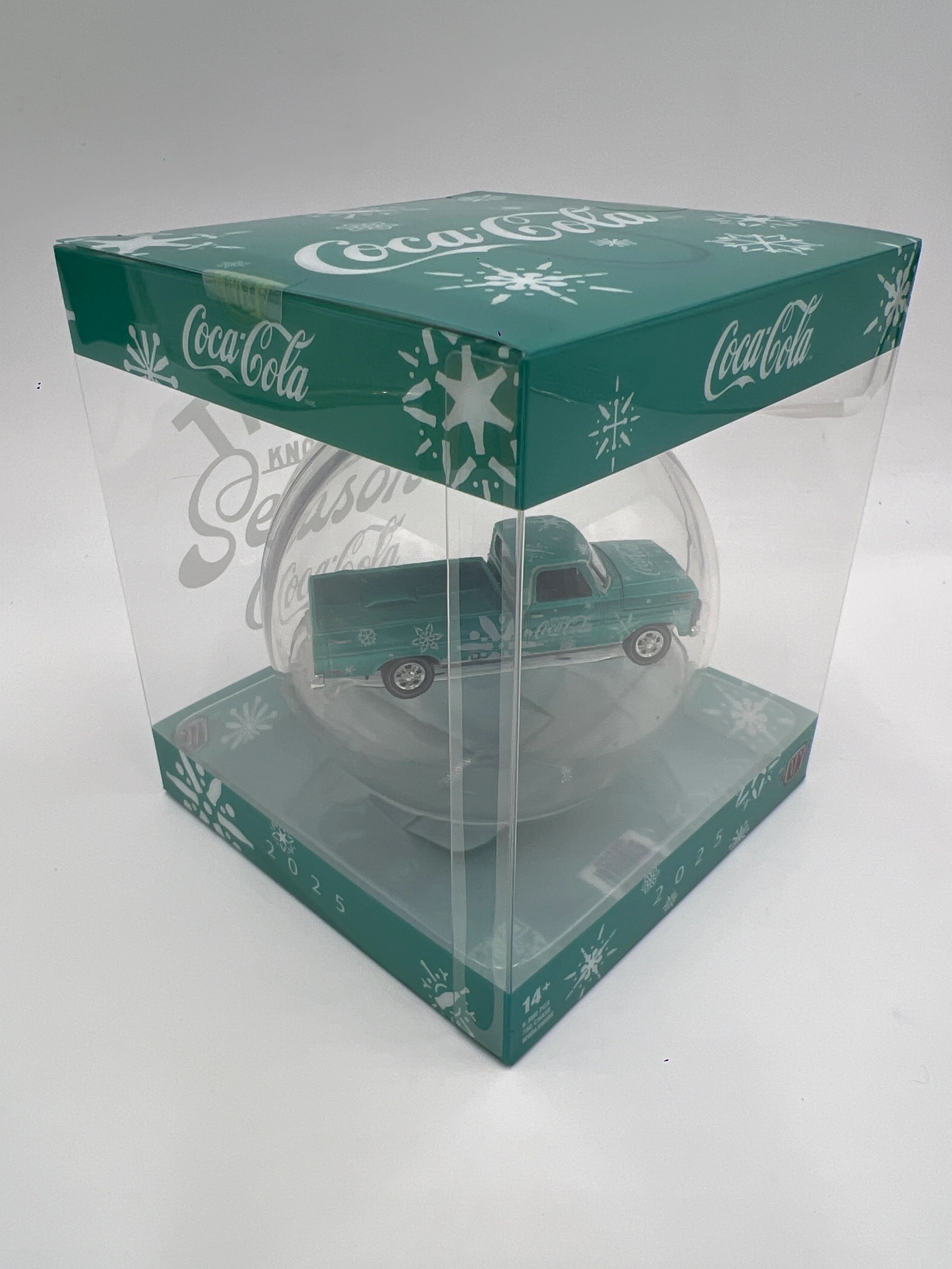 2025 M2 Machines Coca Cola Holiday Christmas Ornaments 1969 Ford F-100 Ranger Light Blue - Image 4
