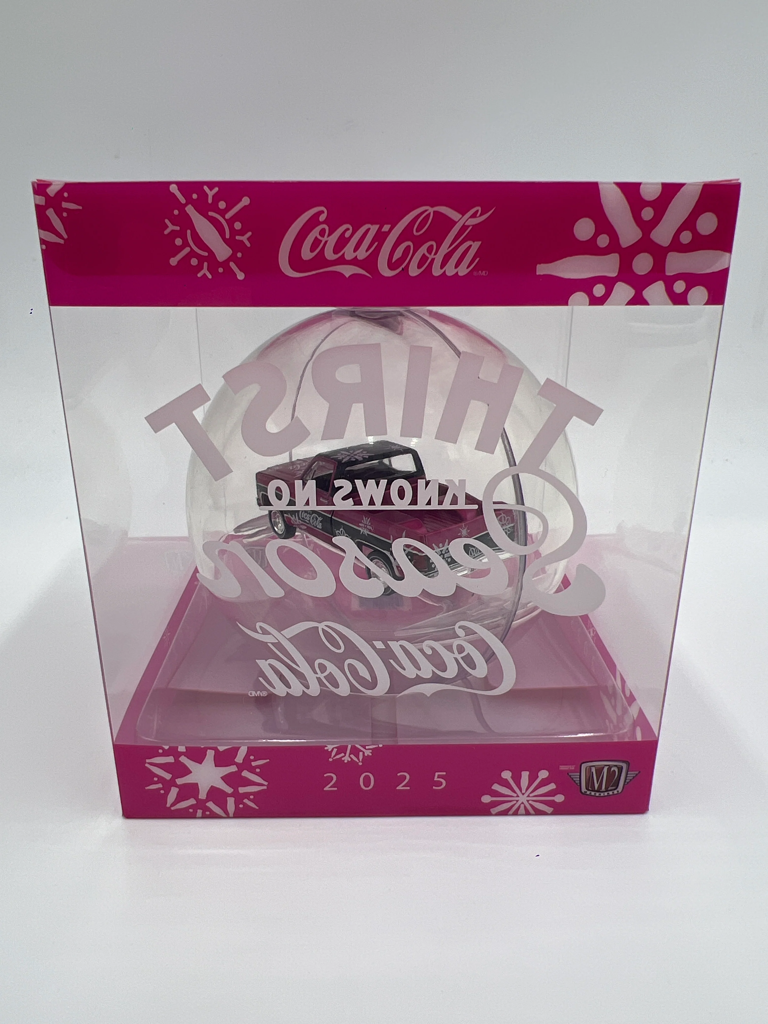 2025 M2 Machines Coca Cola Holiday Christmas Ornaments 1976 GMC Sierra Grande 15 Pink - Image 5