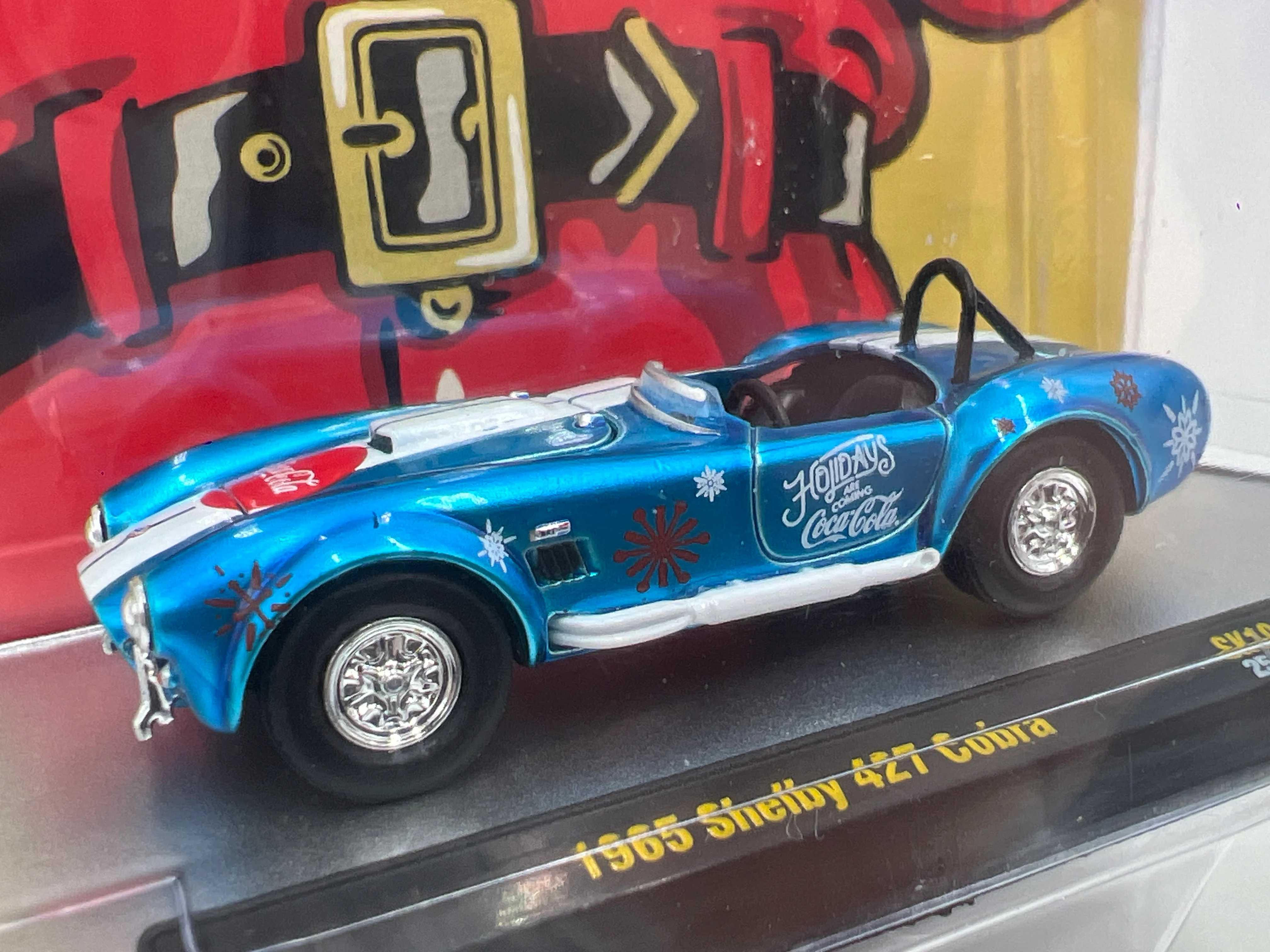 2025 M2 Machines Coca Cola Holidays 1965 Shelby 427 Cobra Blue SK10 195C - Image 2