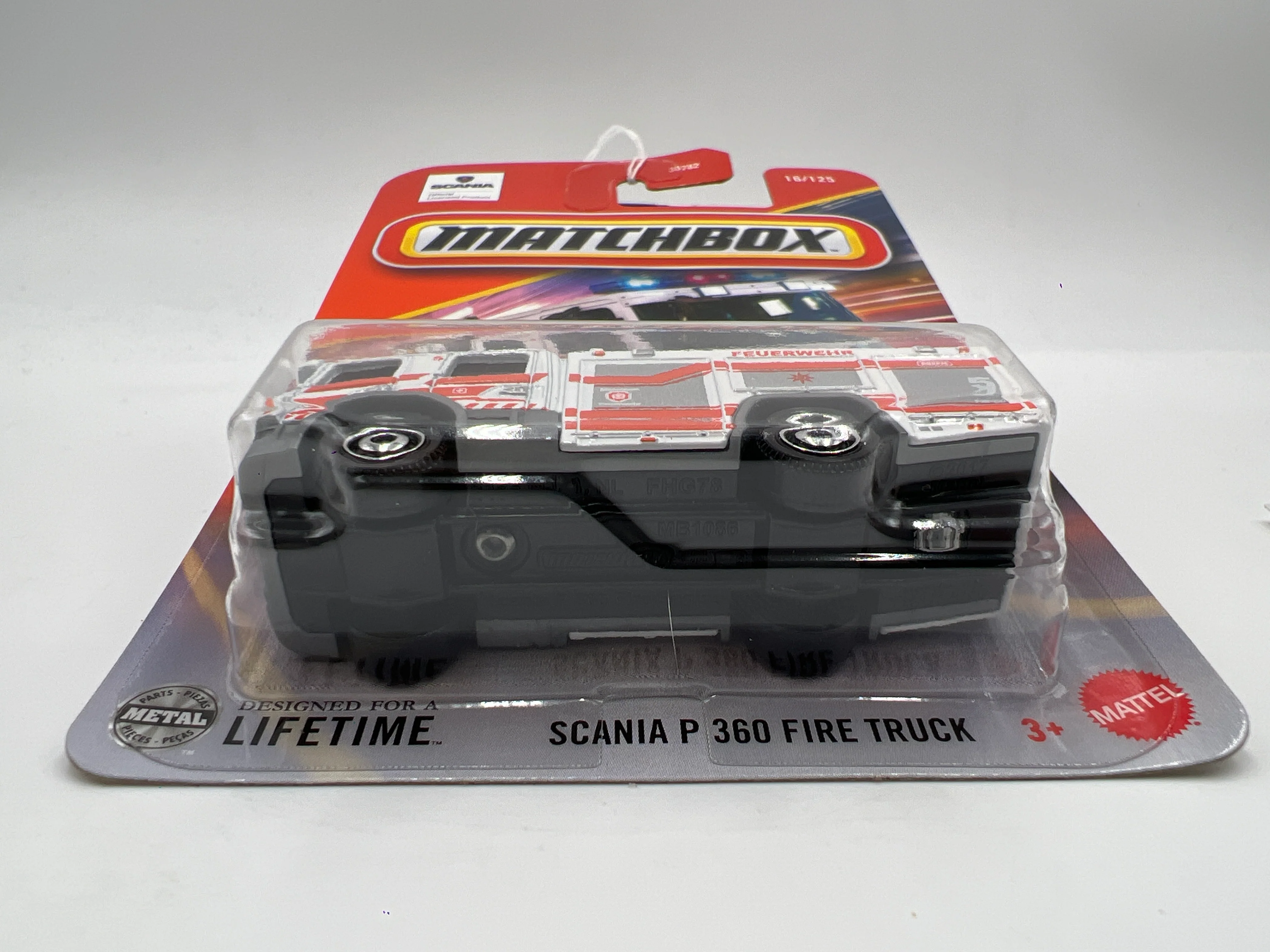 2025 Matchbox #16 Scania P 360 Fire Truck White 215G - Image 6