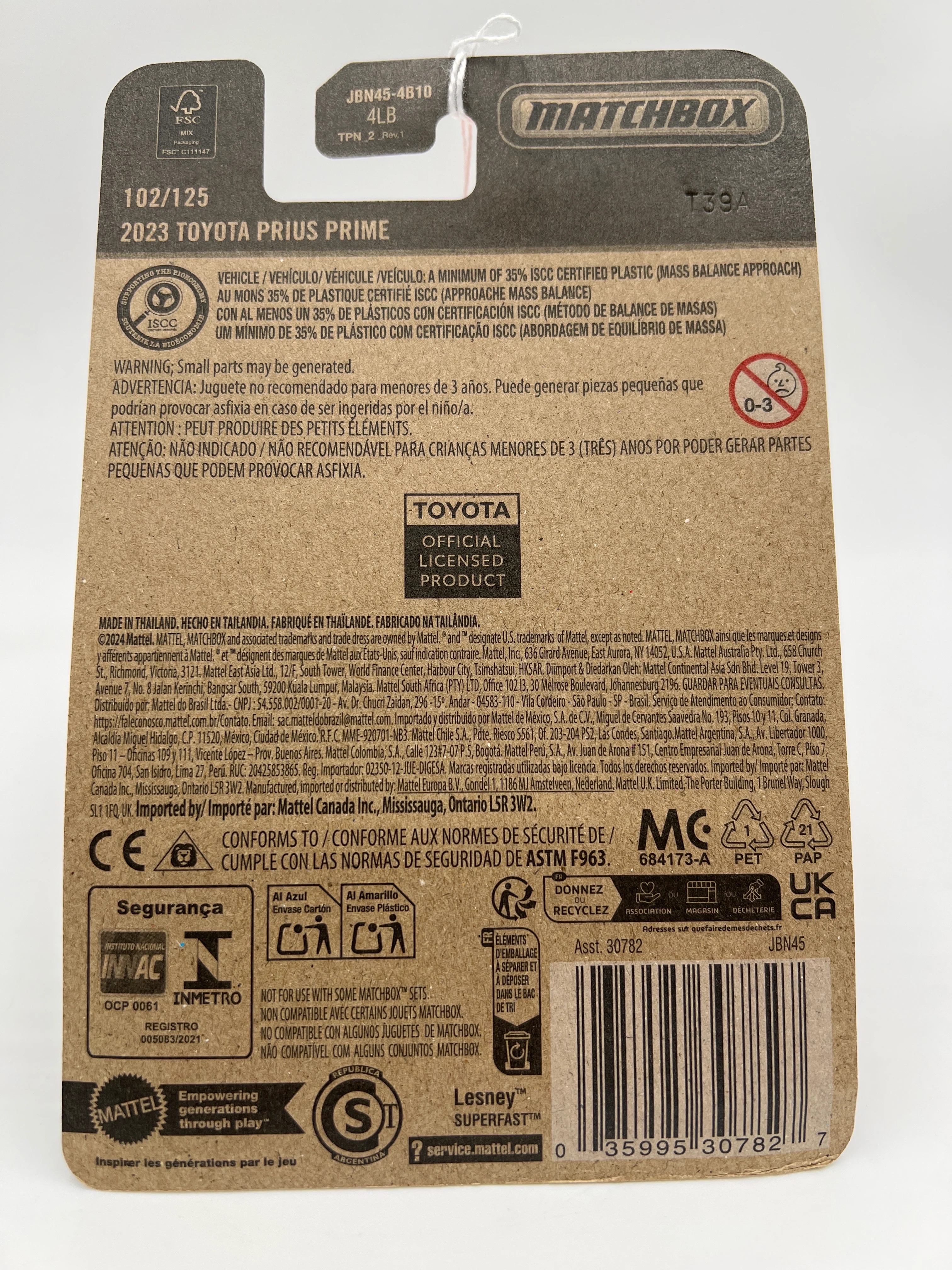 2025 Matchbox #102 2023 Toyota Prius Prime White 213O - Image 7