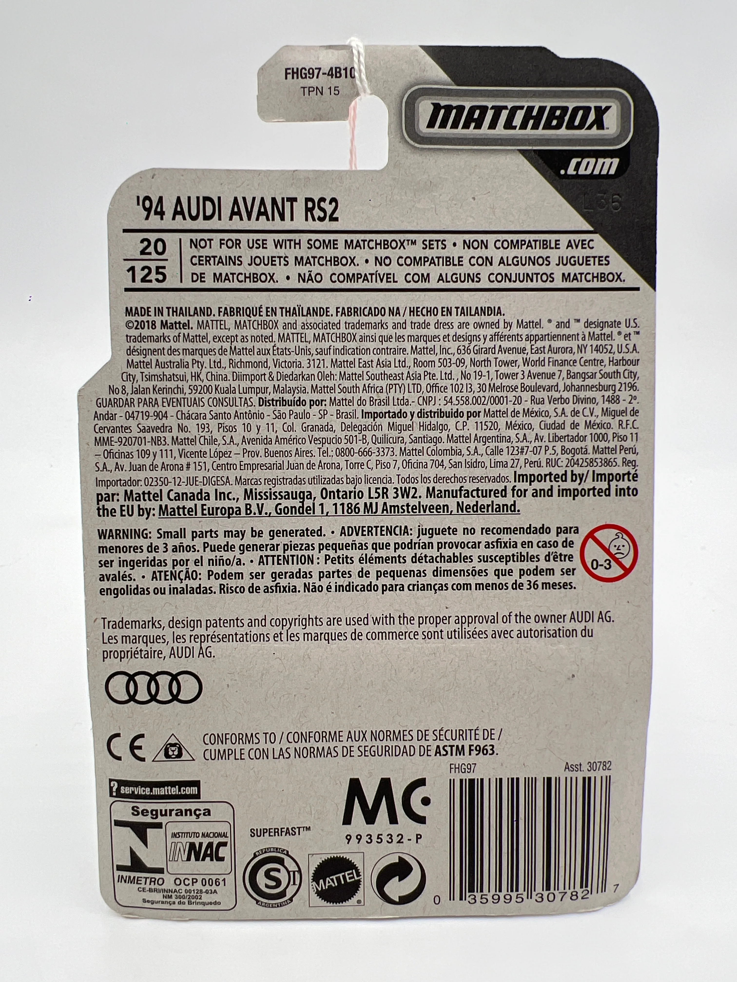 Matchbox Road Trip #20 94 Audi Avant RS2 White 214F - Image 7