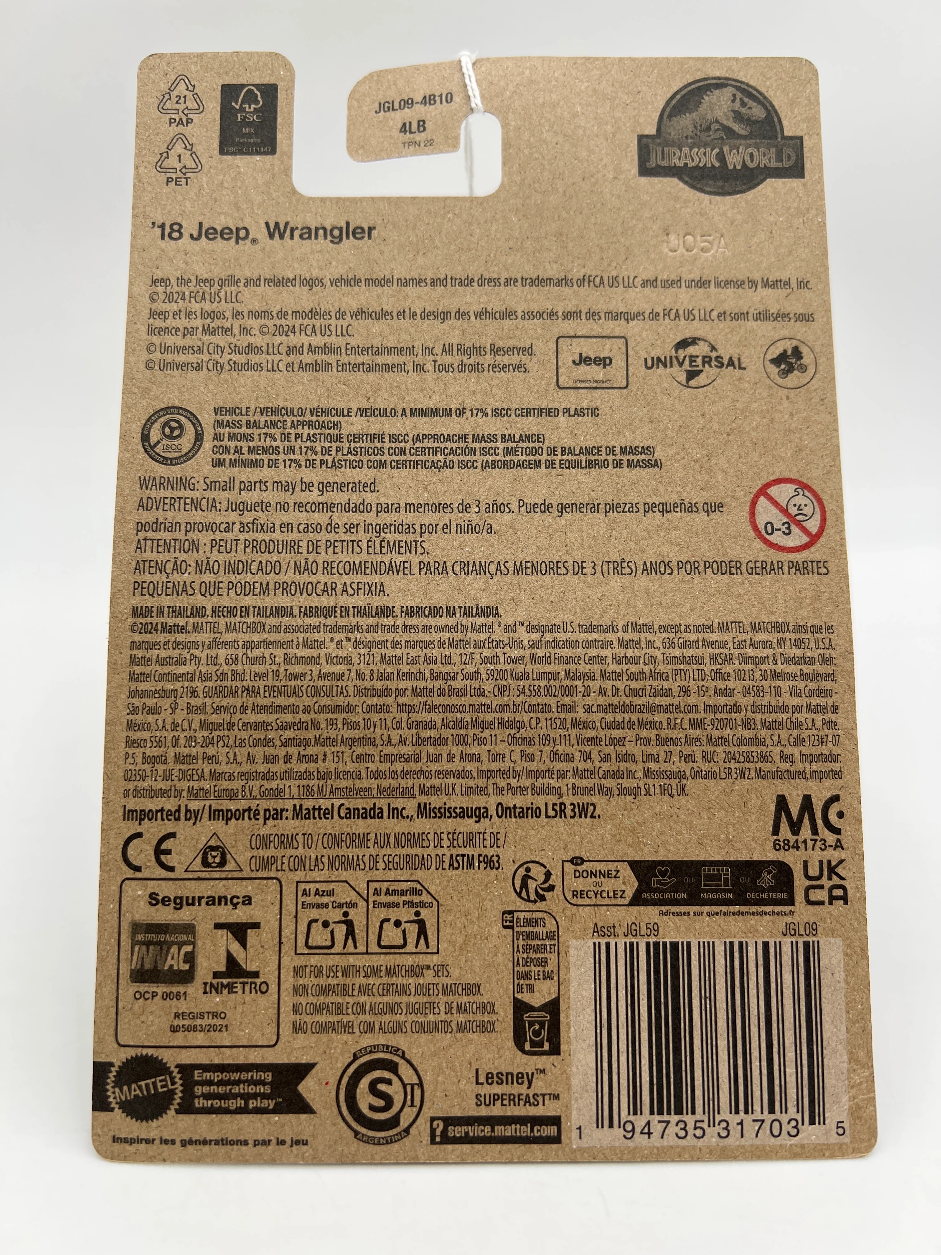 2025 Matchbox Jurassic World Rebirth 18 Jeep Wrangler White 161D - Image 6