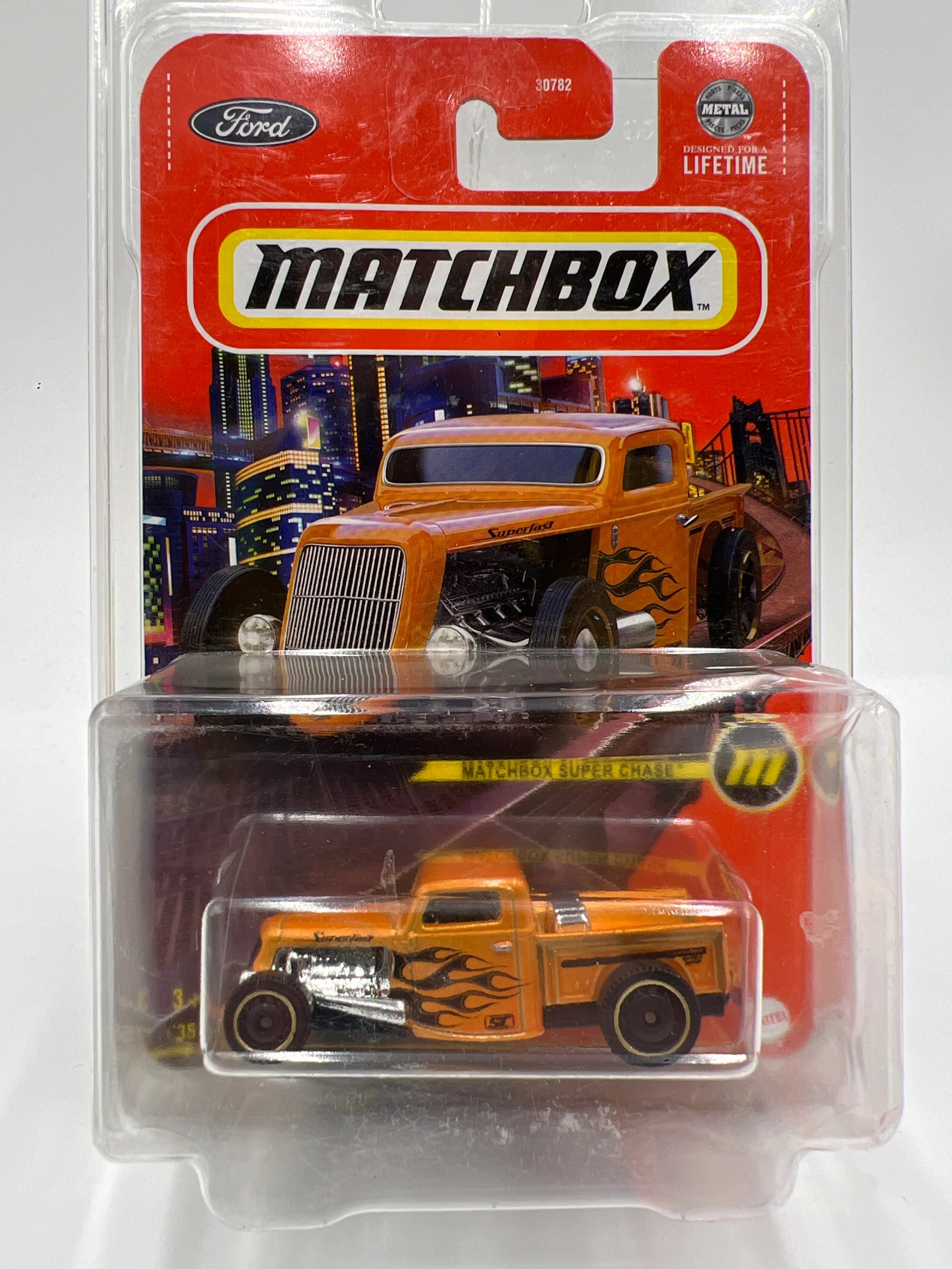 2025 Matchbox Super Chase 35 Ford Pickup Orange W/Protector - Image 8