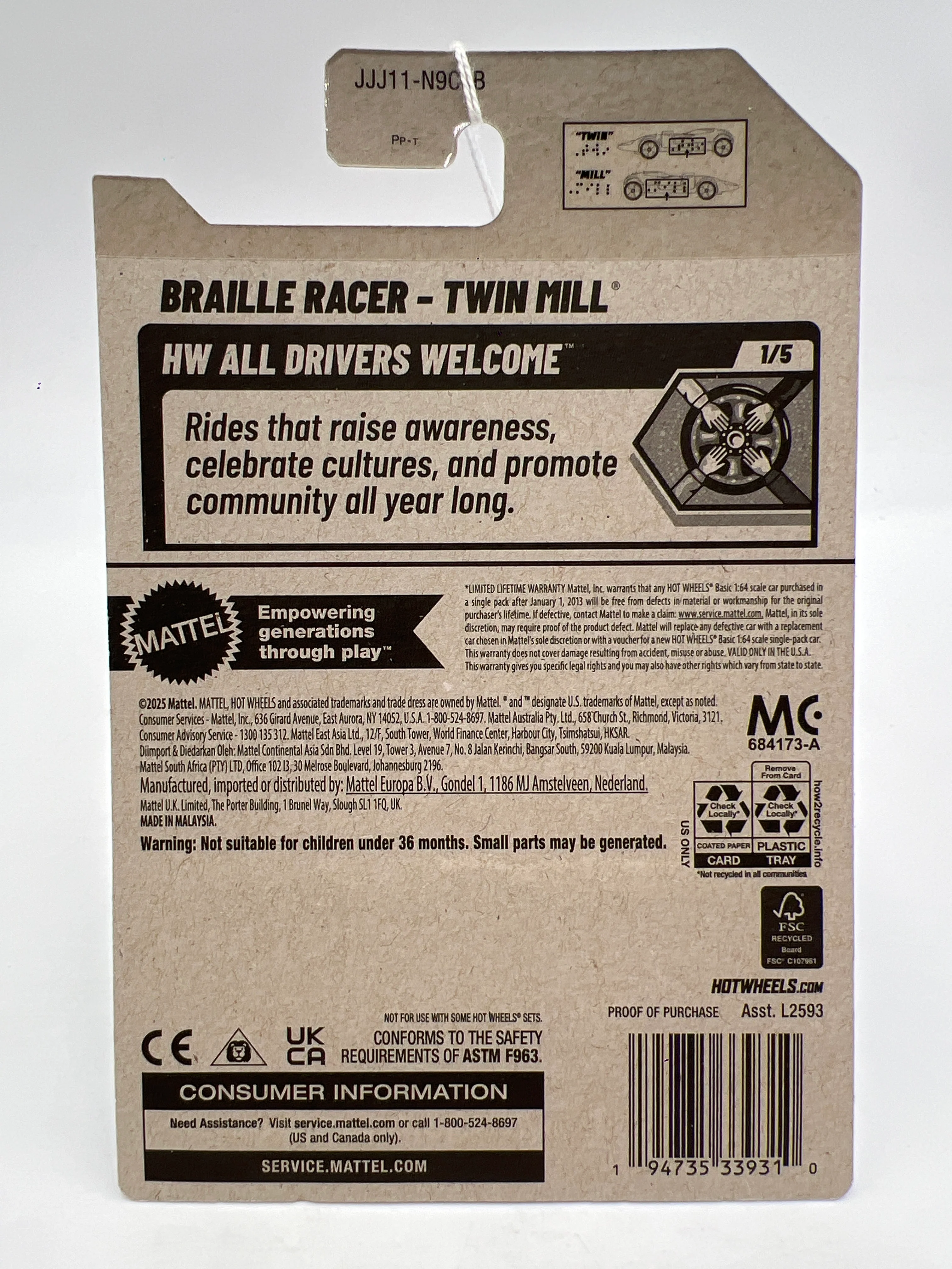 2026 Hot Wheels B Case HW All Drivers Welcome #40 Braille Racer Twin Mill Gold 40D - Image 6