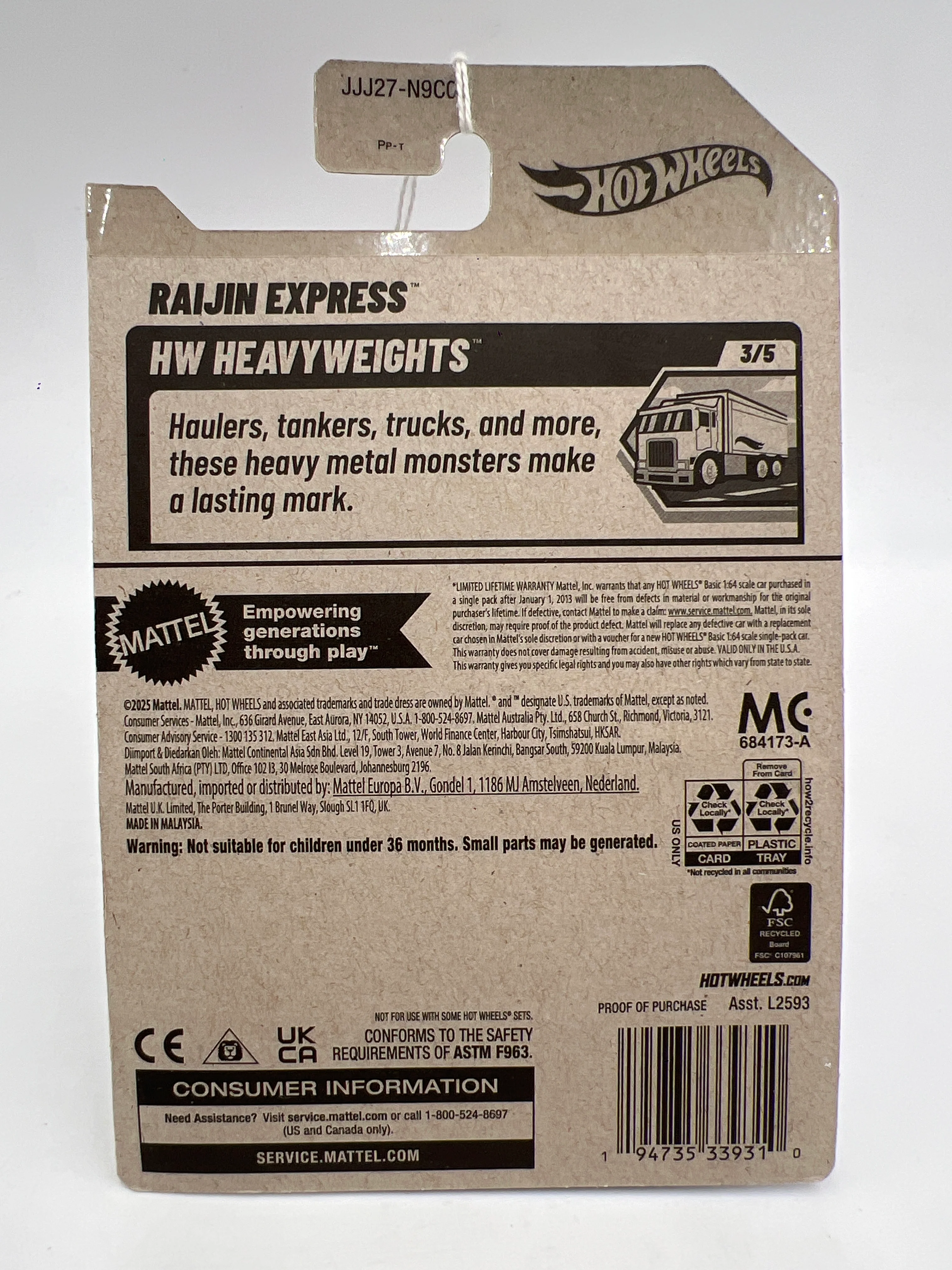 2026 Hot Wheels B Case HW Heavyweights #57 Raijin Express Green 123i - Image 6
